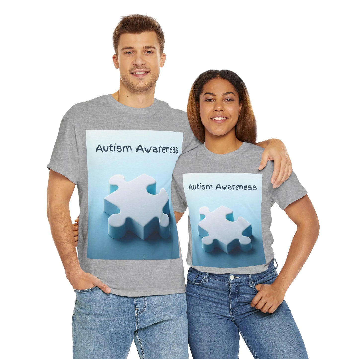 Autism Awareness Puzzle Piece Unisex Heavy Cotton Tee