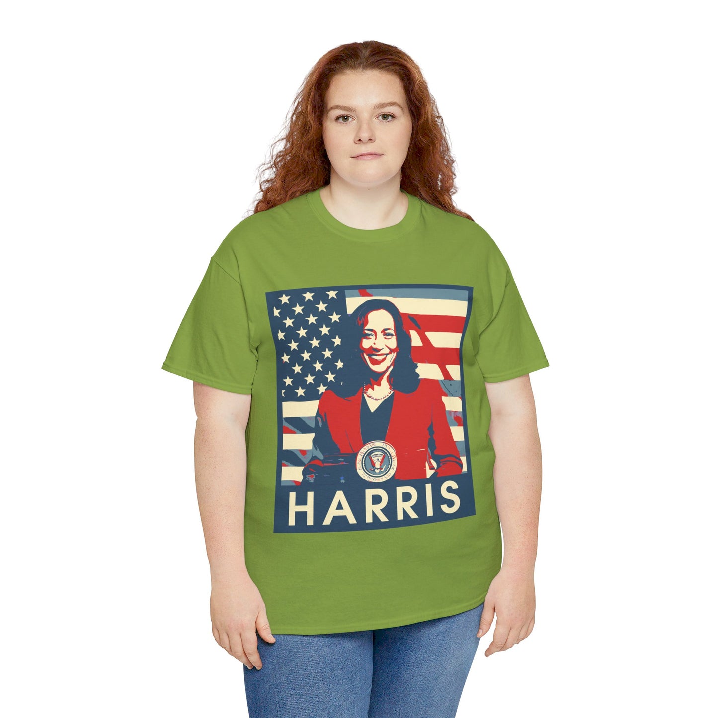 Kamala Harris American Flag Unisex Heavy Cotton Tee