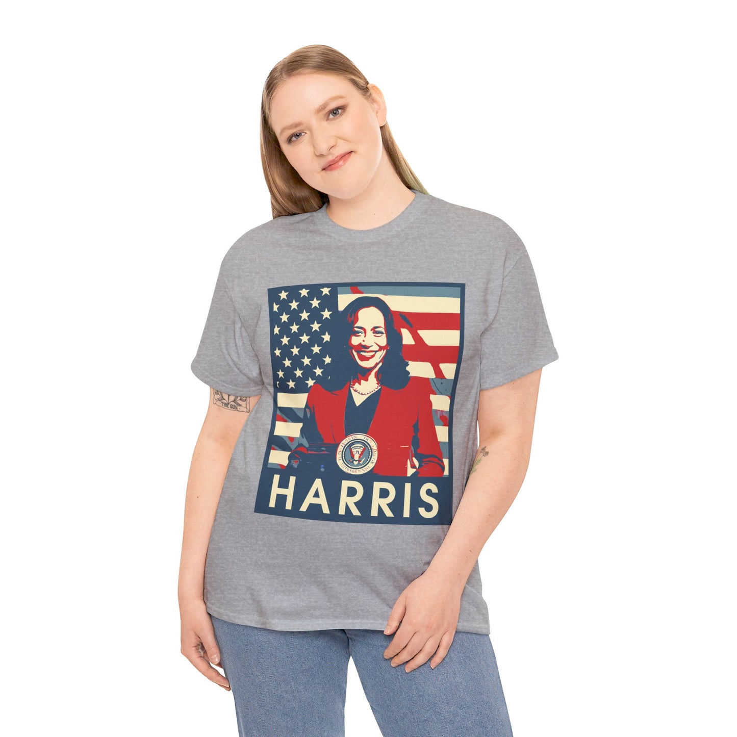 Kamala Harris American Flag Unisex Heavy Cotton Tee