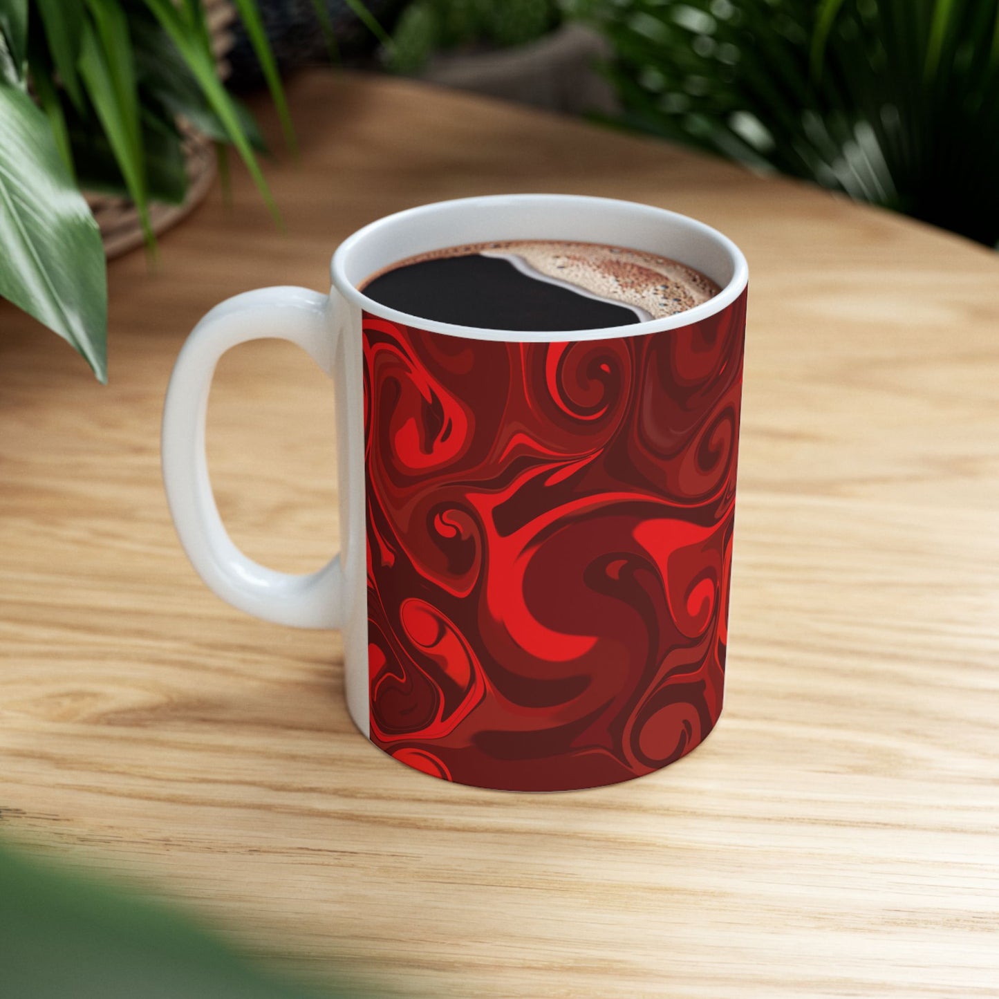 Red Wave Ceramic Mug, (11oz, 15oz)