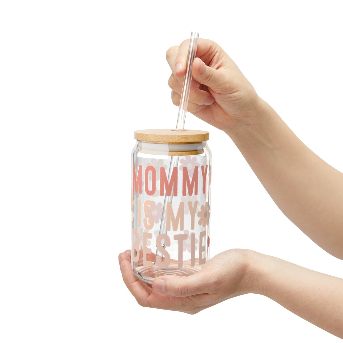 Mom Is My Bestie Sipper Glass, 16oz