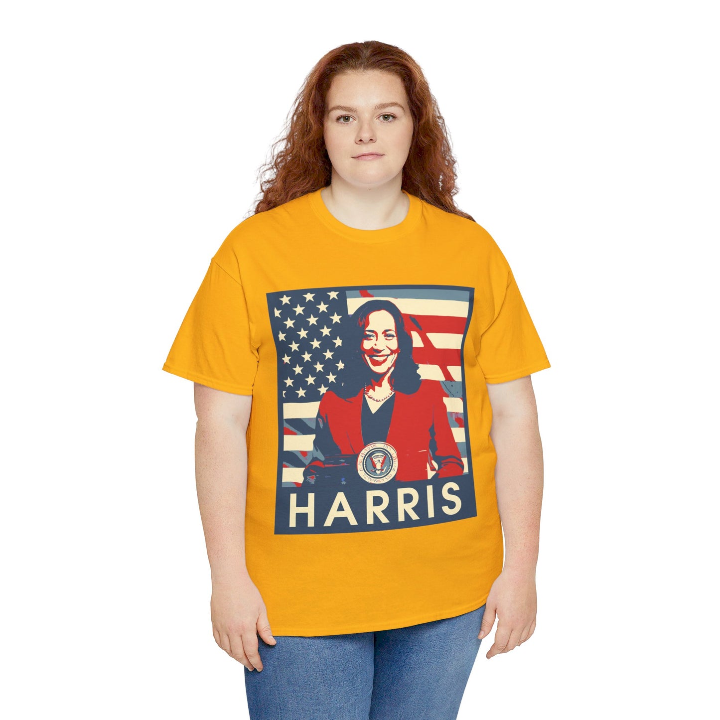 Kamala Harris American Flag Unisex Heavy Cotton Tee