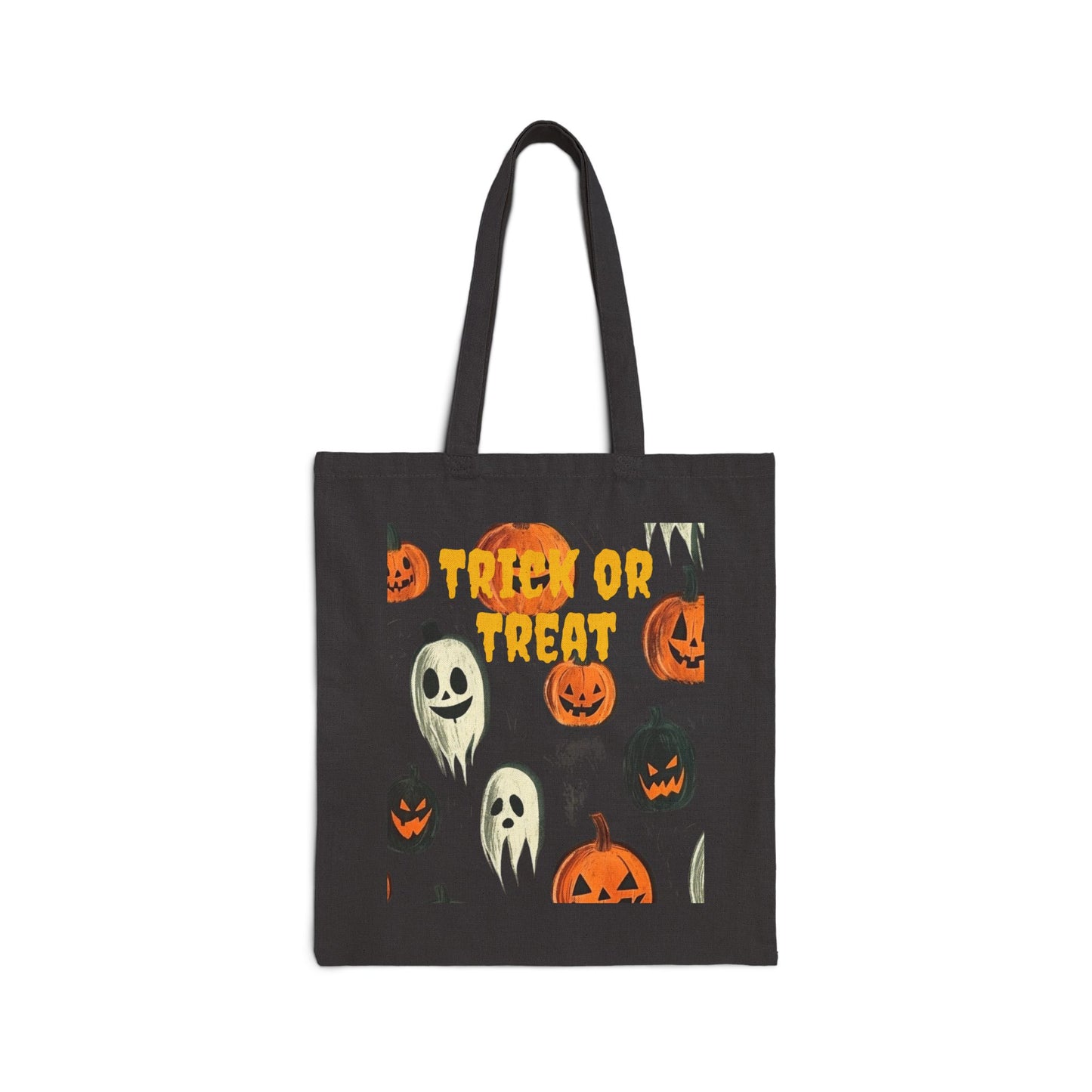 Halloween Ghosts and Pumpkins Trick or Treat Cotton Canvas Tote Bag