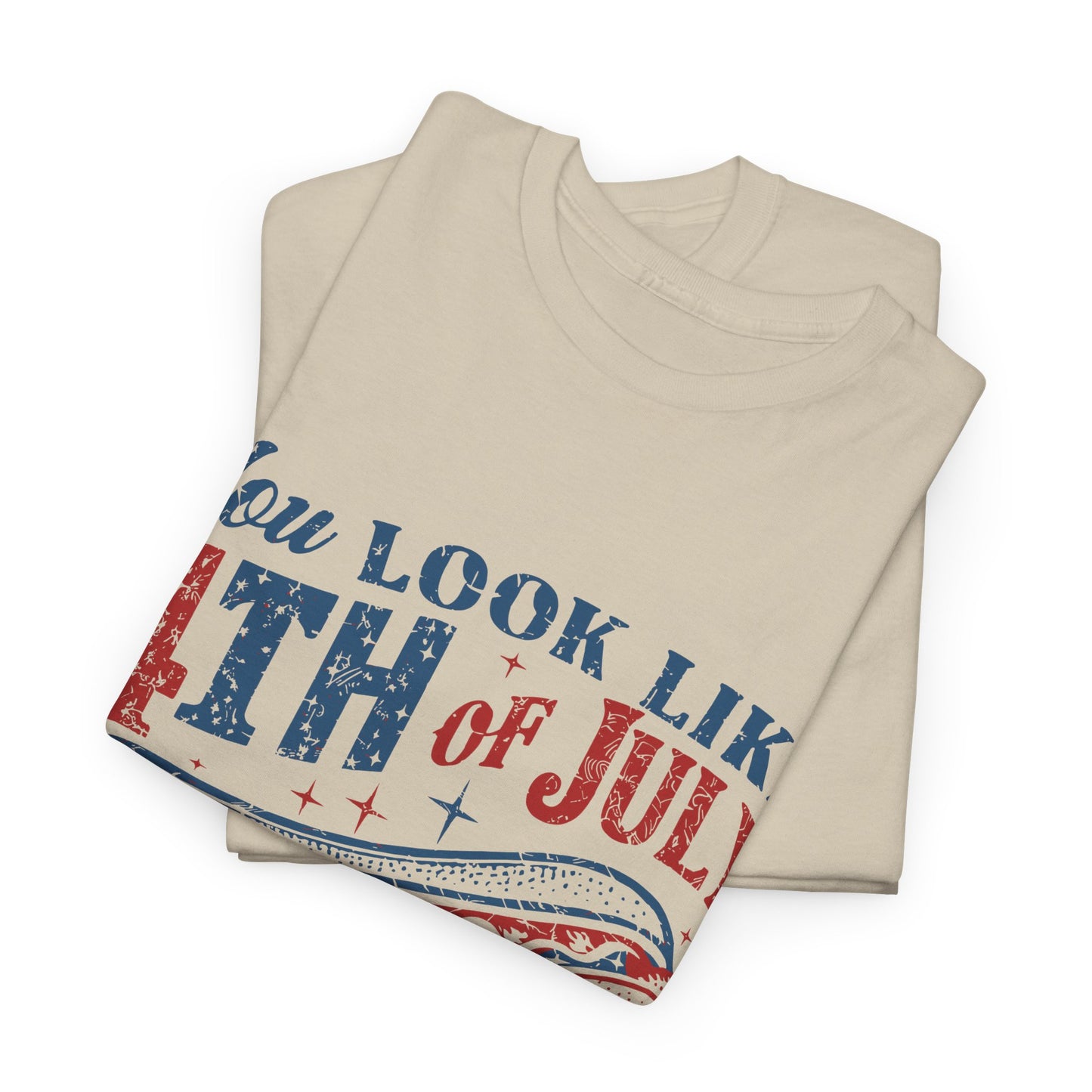 4th of July Hotdog Unisex Heavy Cotton Tee