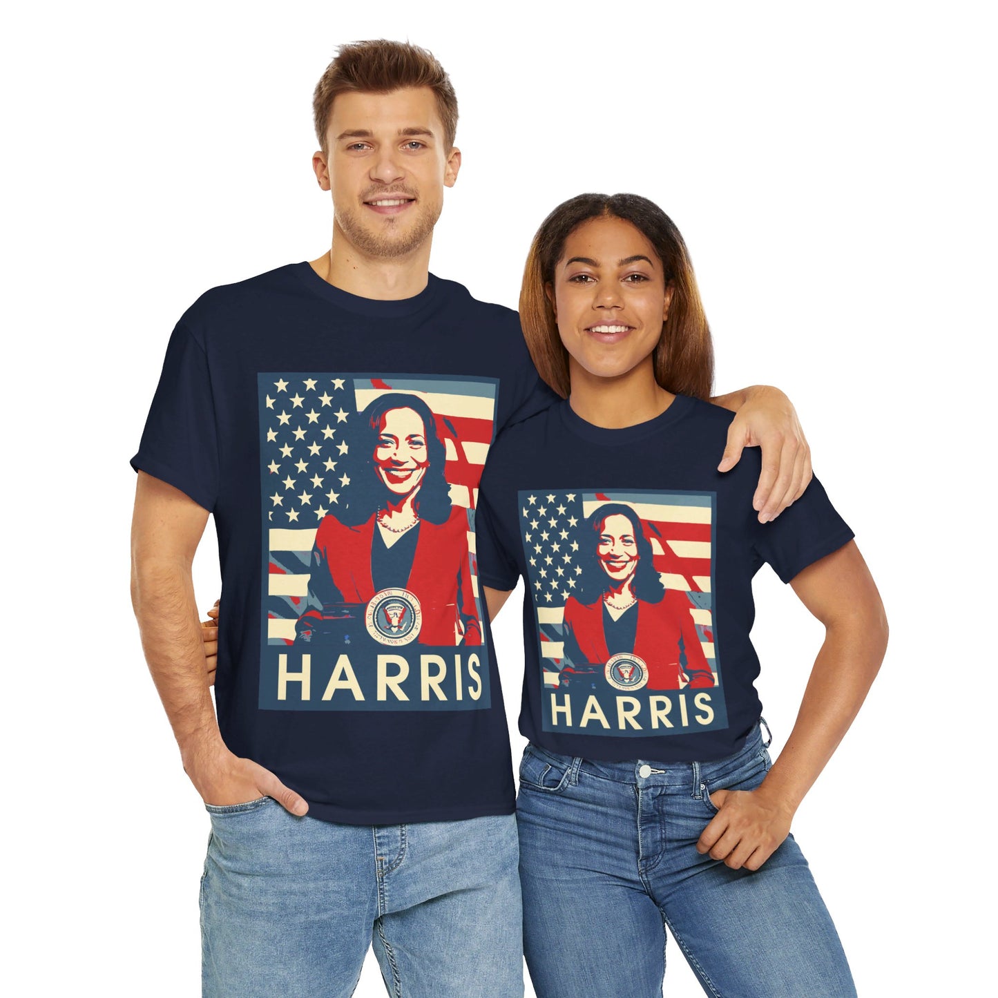 Kamala Harris American Flag Unisex Heavy Cotton Tee