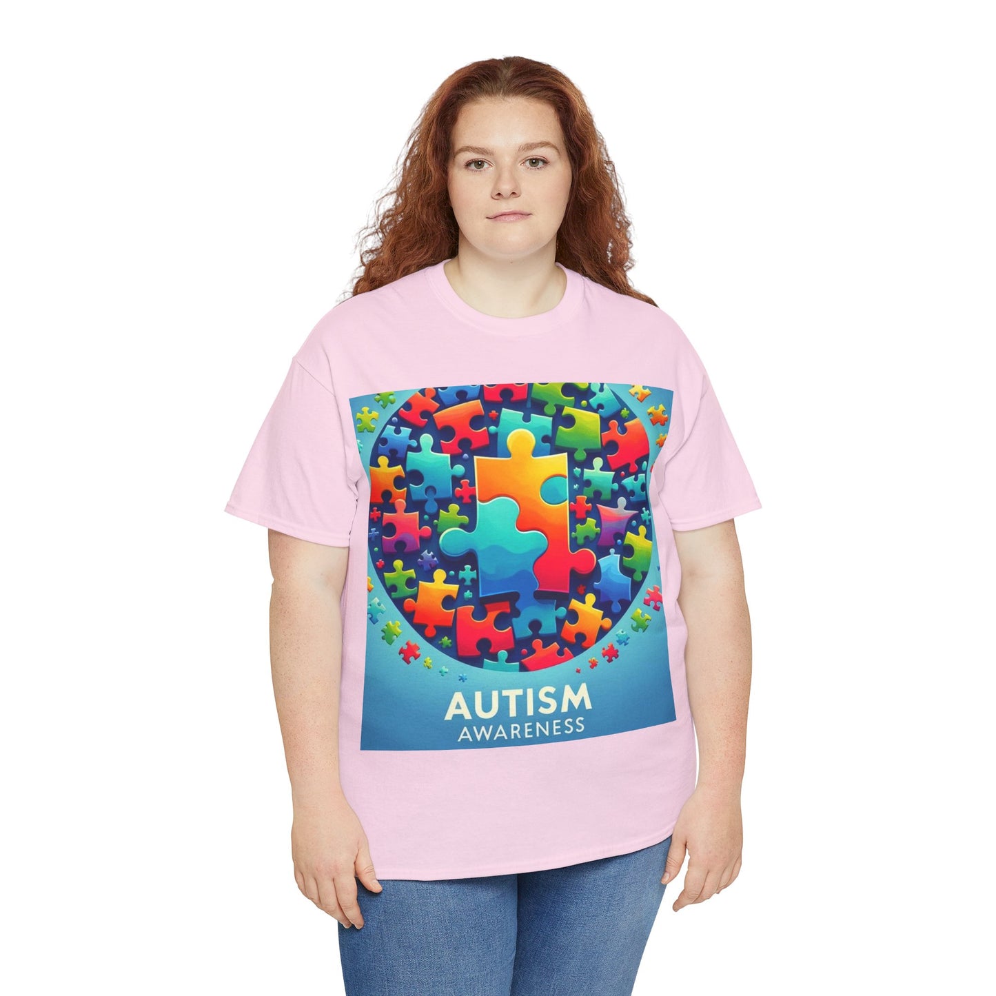 Puzzle Circle Autism Awareness Unisex Heavy Cotton Tee