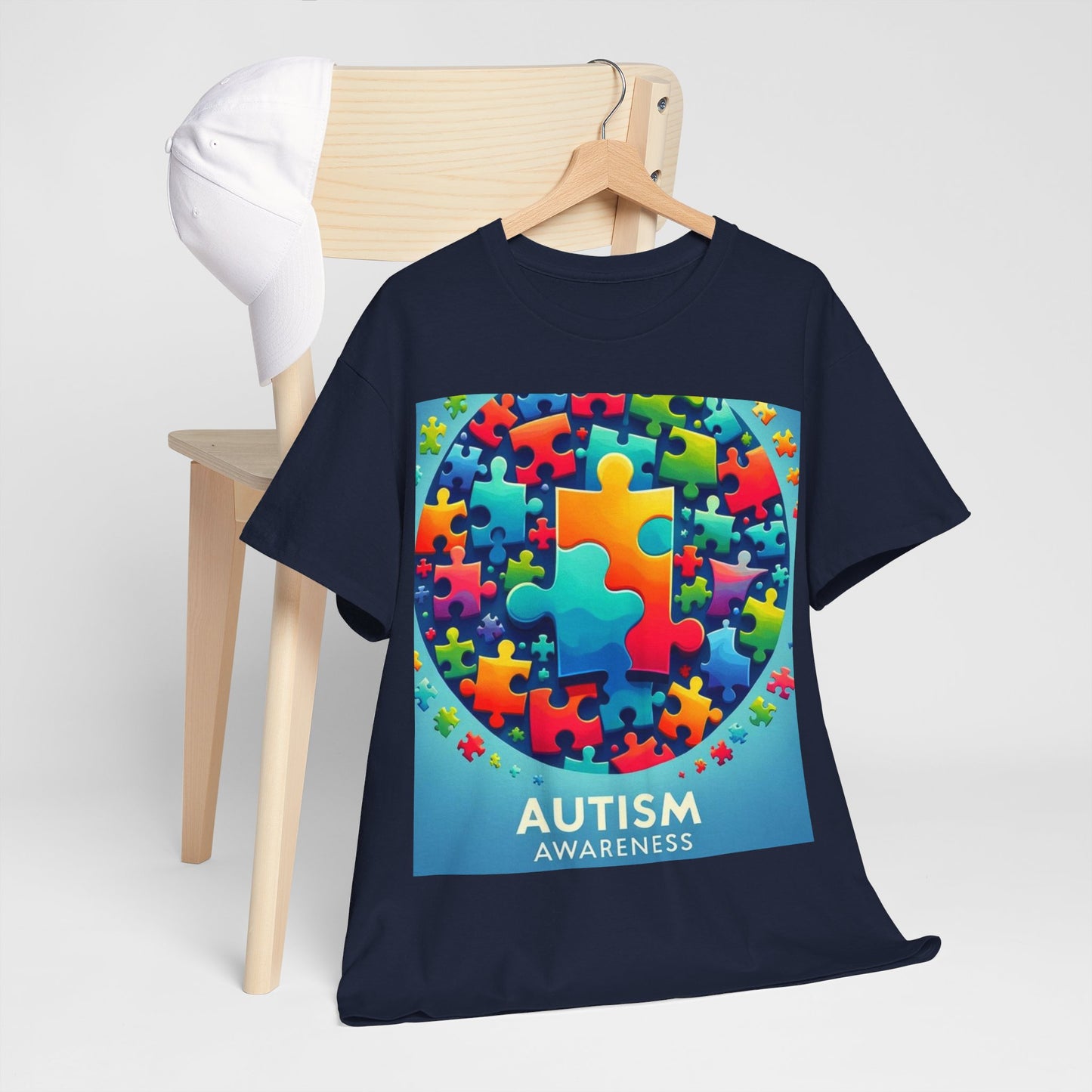 Puzzle Circle Autism Awareness Unisex Heavy Cotton Tee