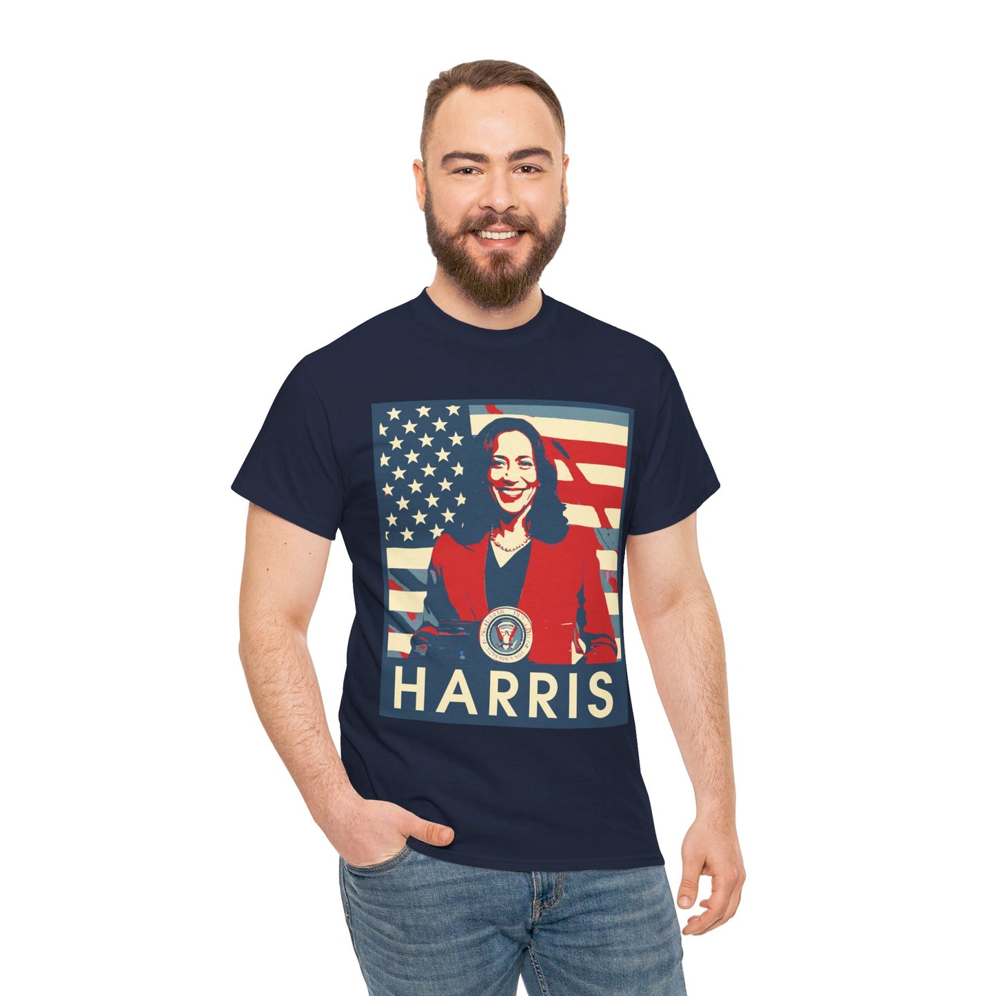 Kamala Harris American Flag Unisex Heavy Cotton Tee