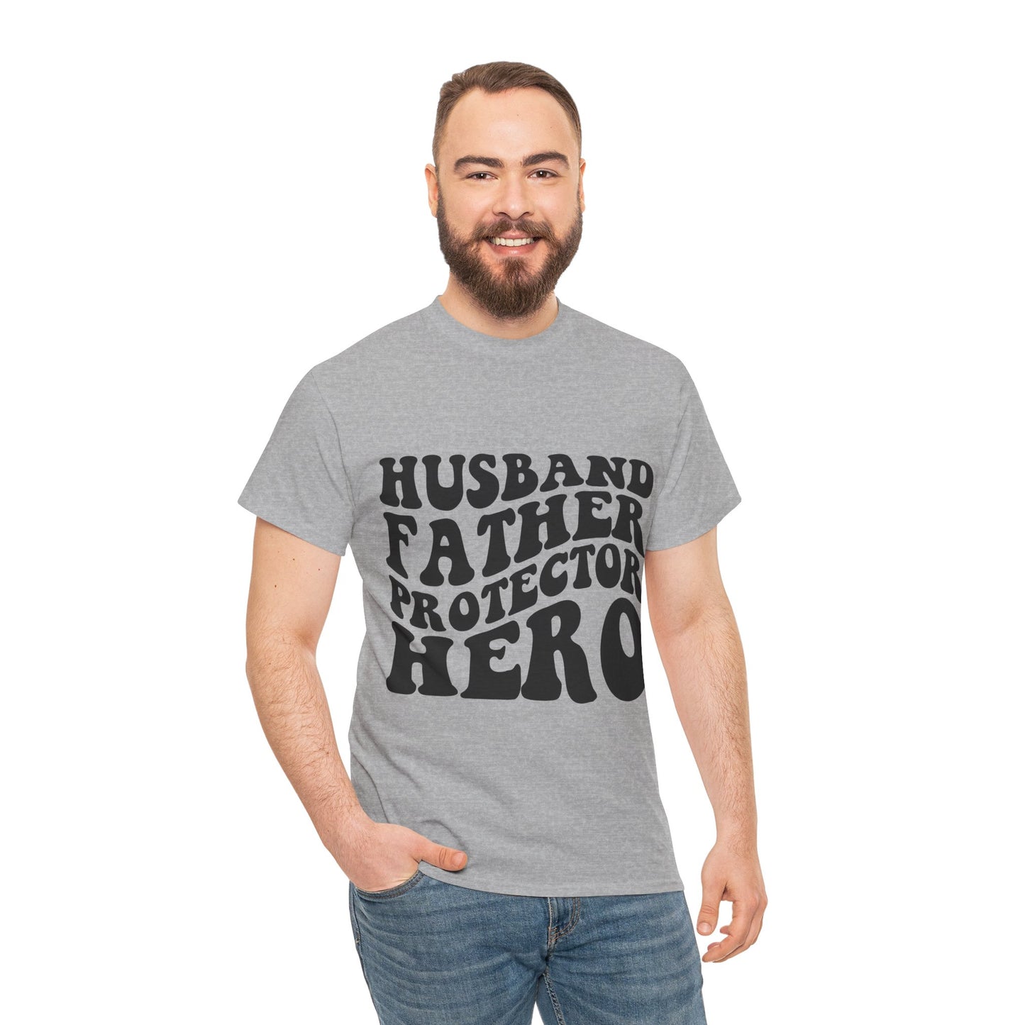 Husband Father Protector Hero Unisex Heavy Cotton Tee