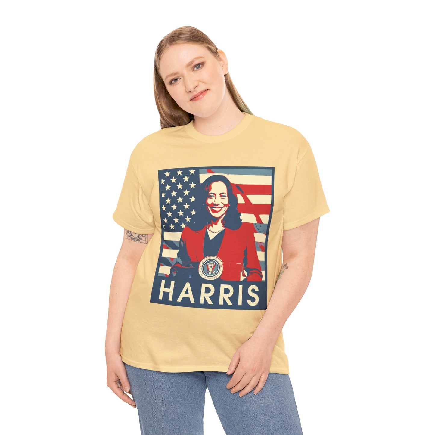 Kamala Harris American Flag Unisex Heavy Cotton Tee