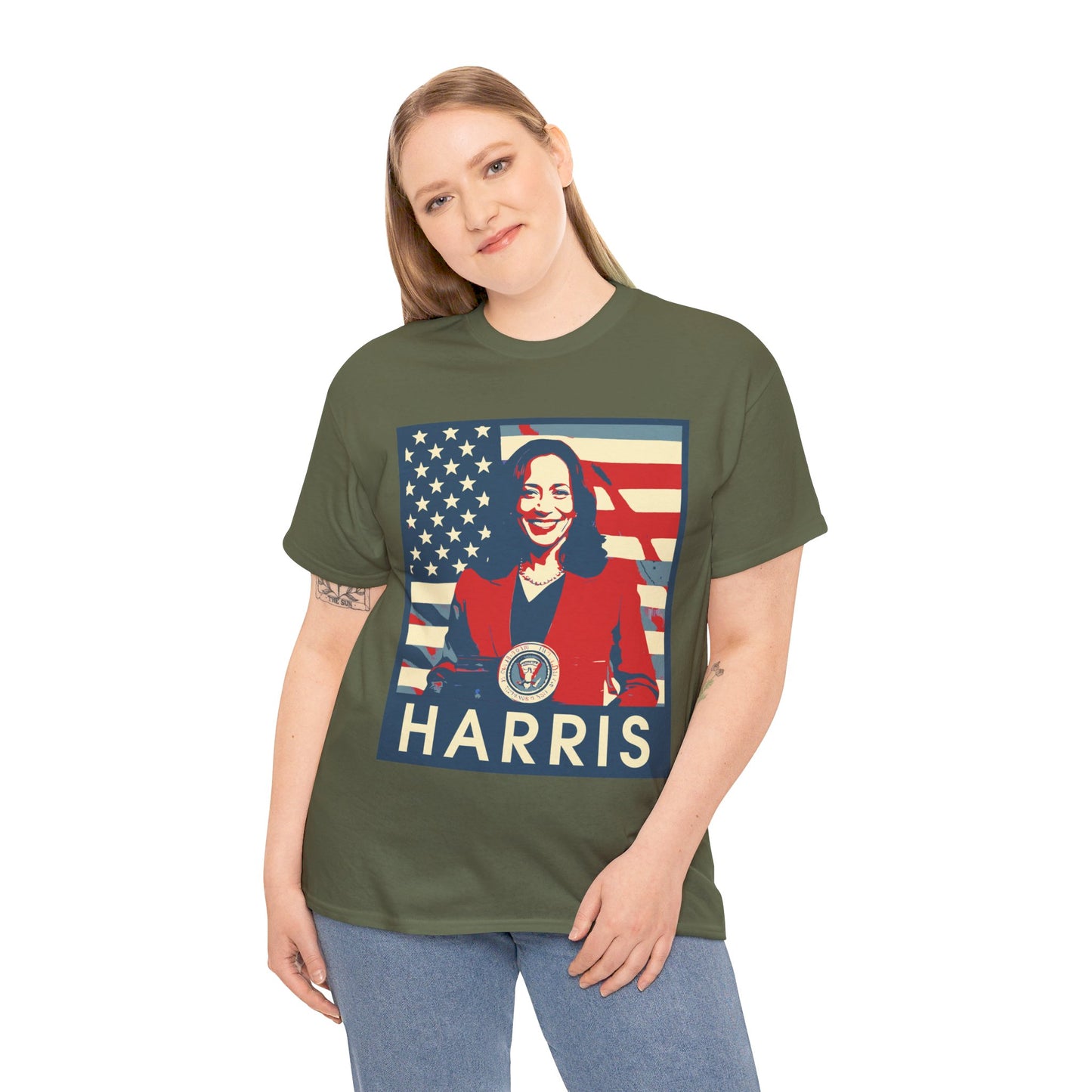 Kamala Harris American Flag Unisex Heavy Cotton Tee