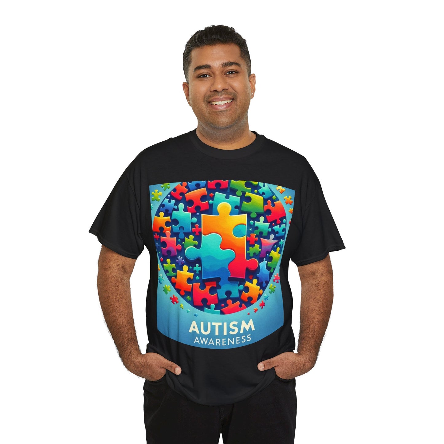 Puzzle Circle Autism Awareness Unisex Heavy Cotton Tee