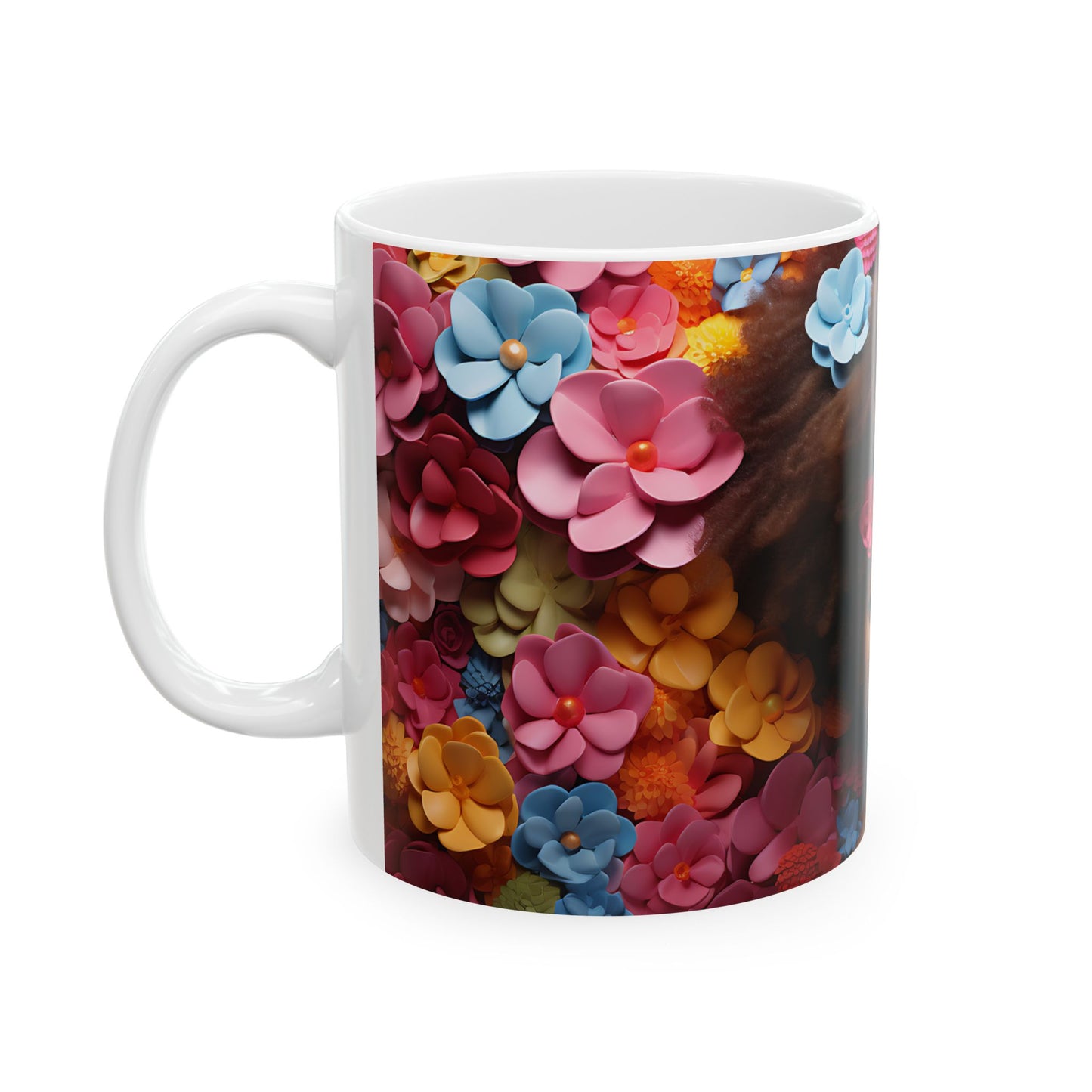 Pastel Flower Girl Ceramic Mug, (11oz, 15oz)