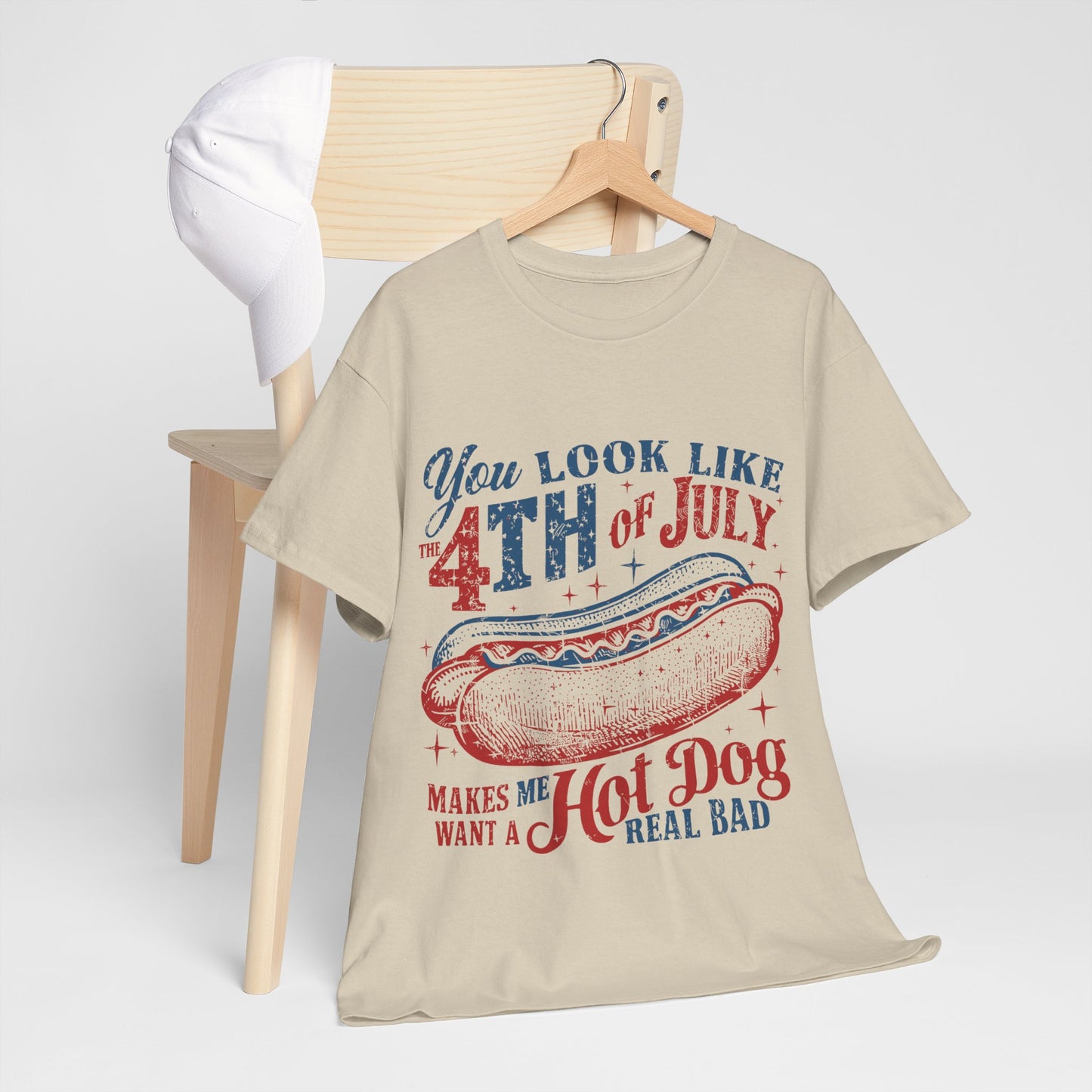 4th of July Hotdog Unisex Heavy Cotton Tee