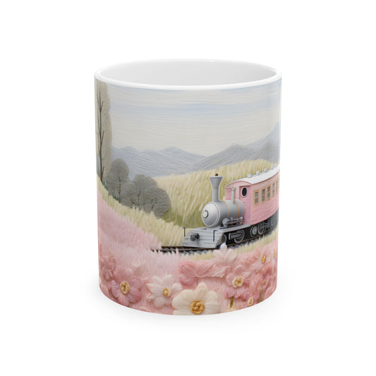 Pink Train Ceramic Mug, (11oz, 15oz)