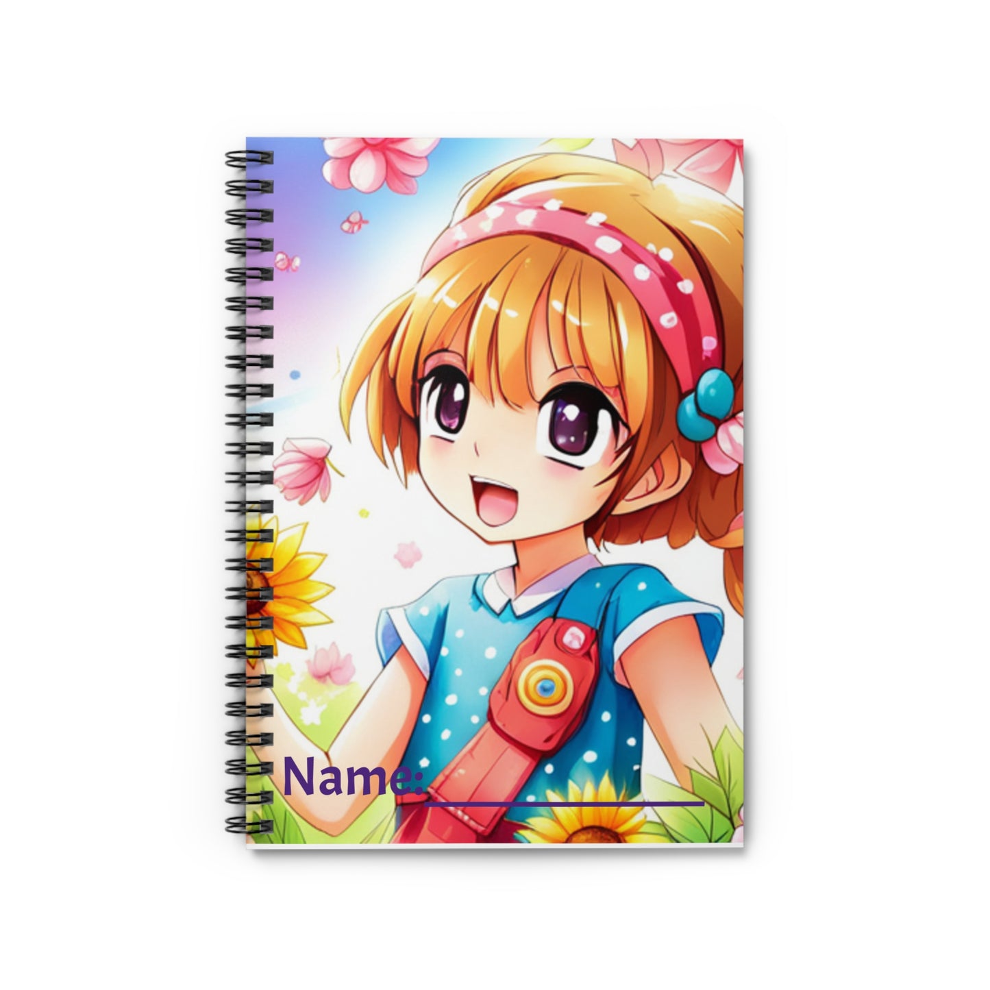 Anime Flower Girl Spiral Notebook - Ruled Line