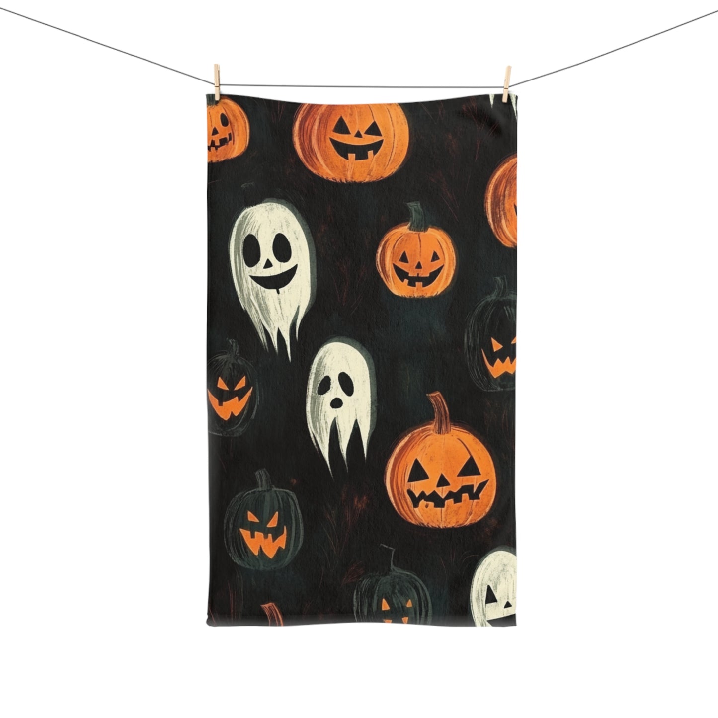 Halloween Ghost and Pumpkin Hand Towel