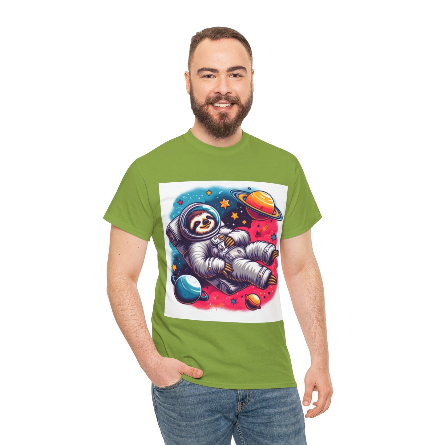 Sloth In Space Unisex Heavy Cotton Tee