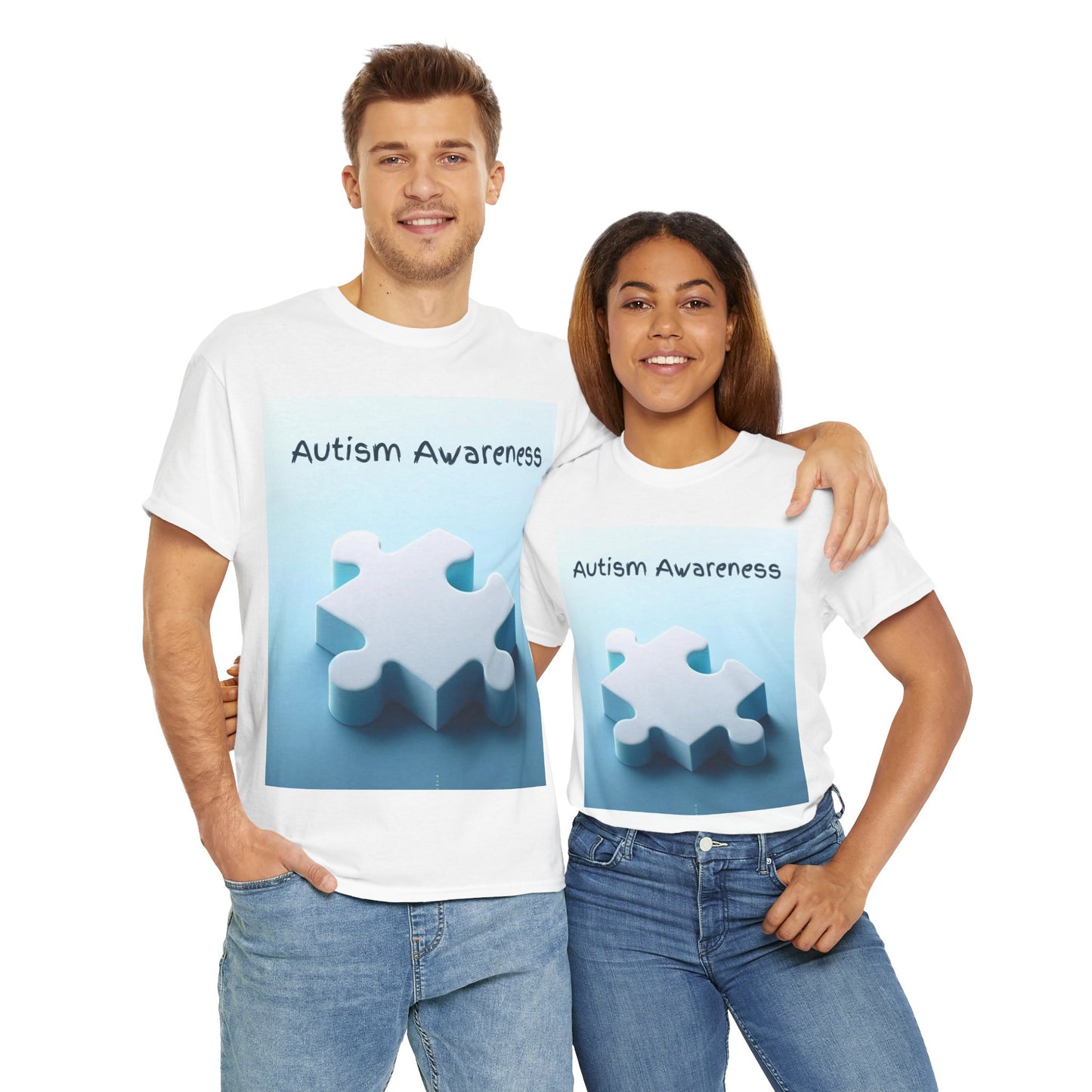 Autism Awareness Puzzle Piece Unisex Heavy Cotton Tee