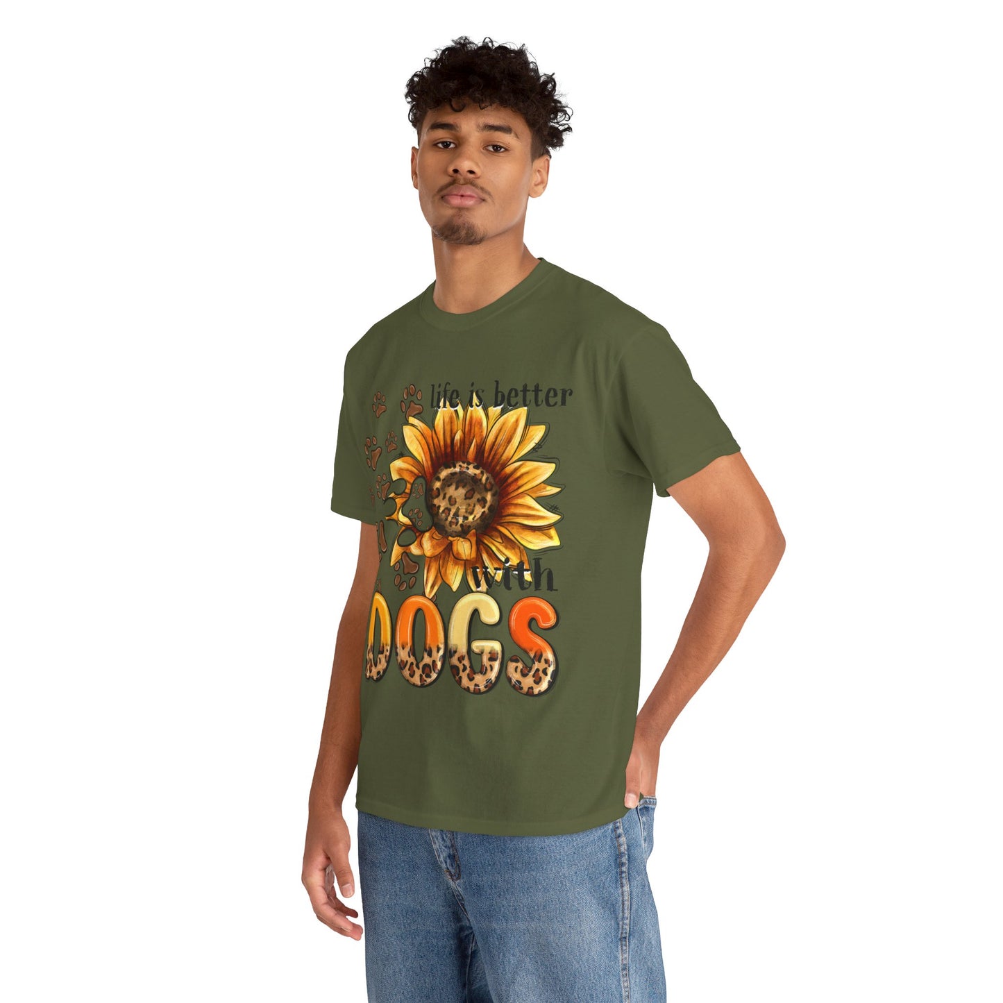 Life Is Better With Dogs Unisex Heavy Cotton Tee