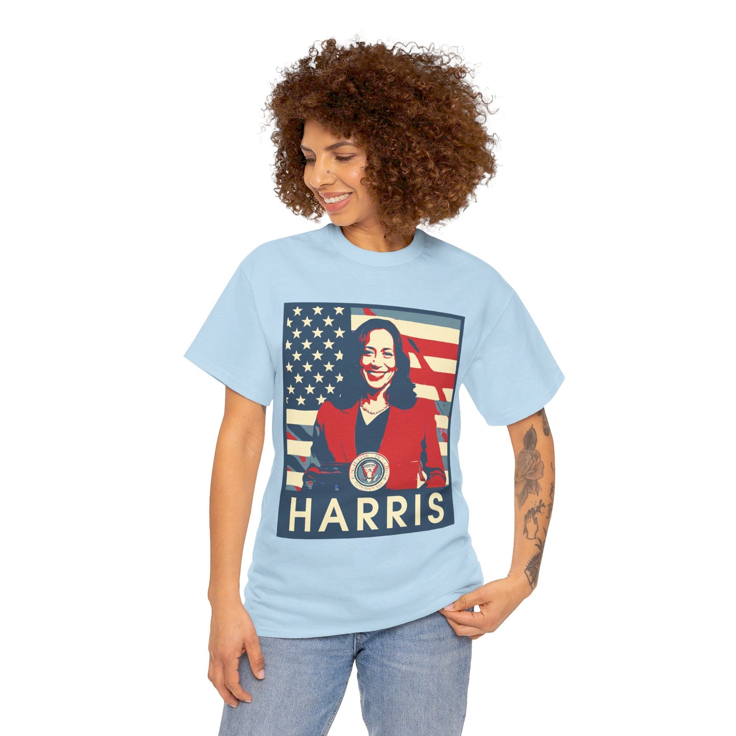 Kamala Harris American Flag Unisex Heavy Cotton Tee