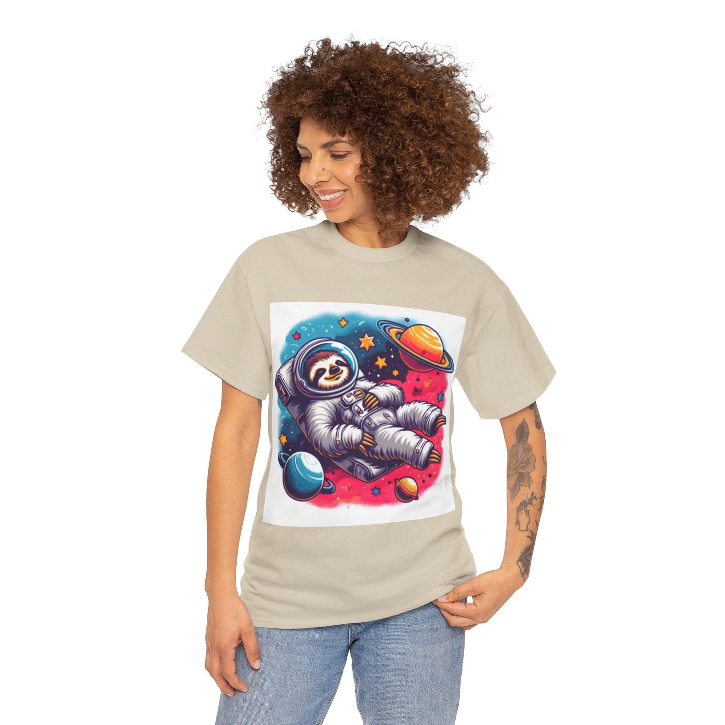 Sloth In Space Unisex Heavy Cotton Tee