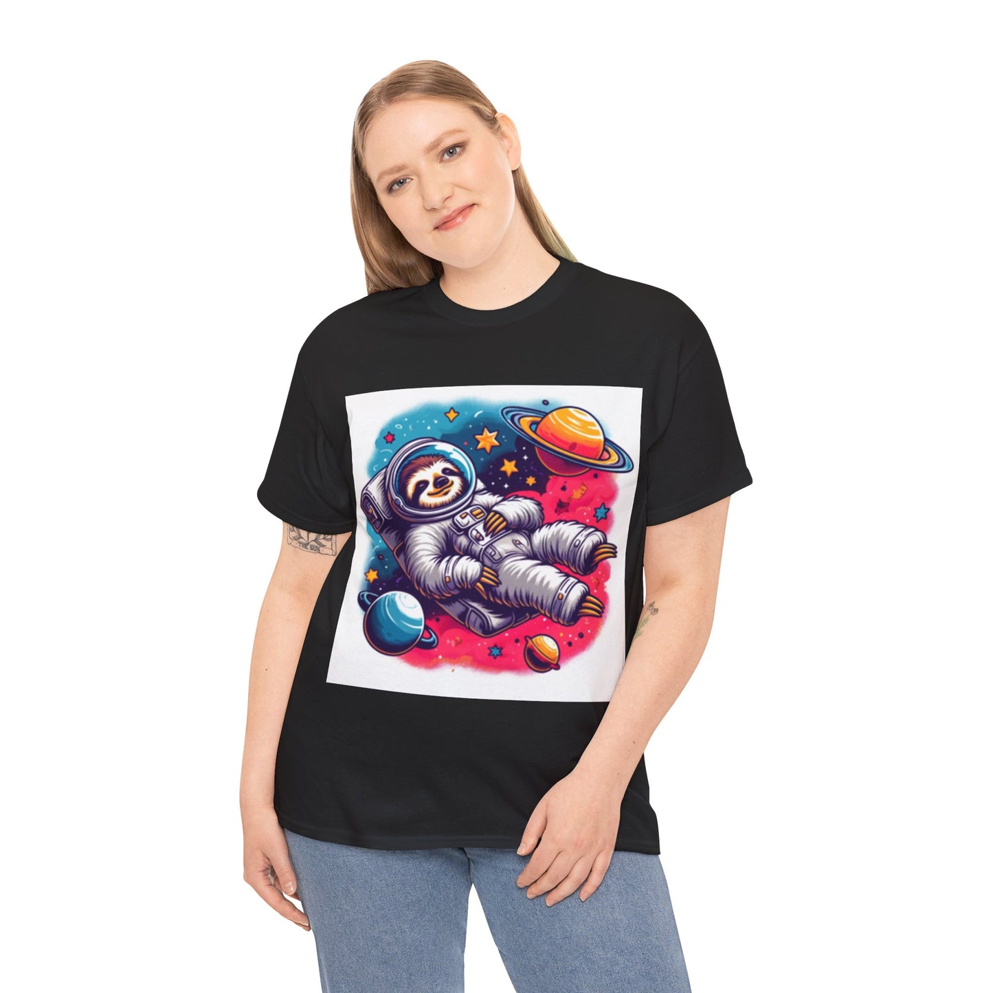 Sloth In Space Unisex Heavy Cotton Tee