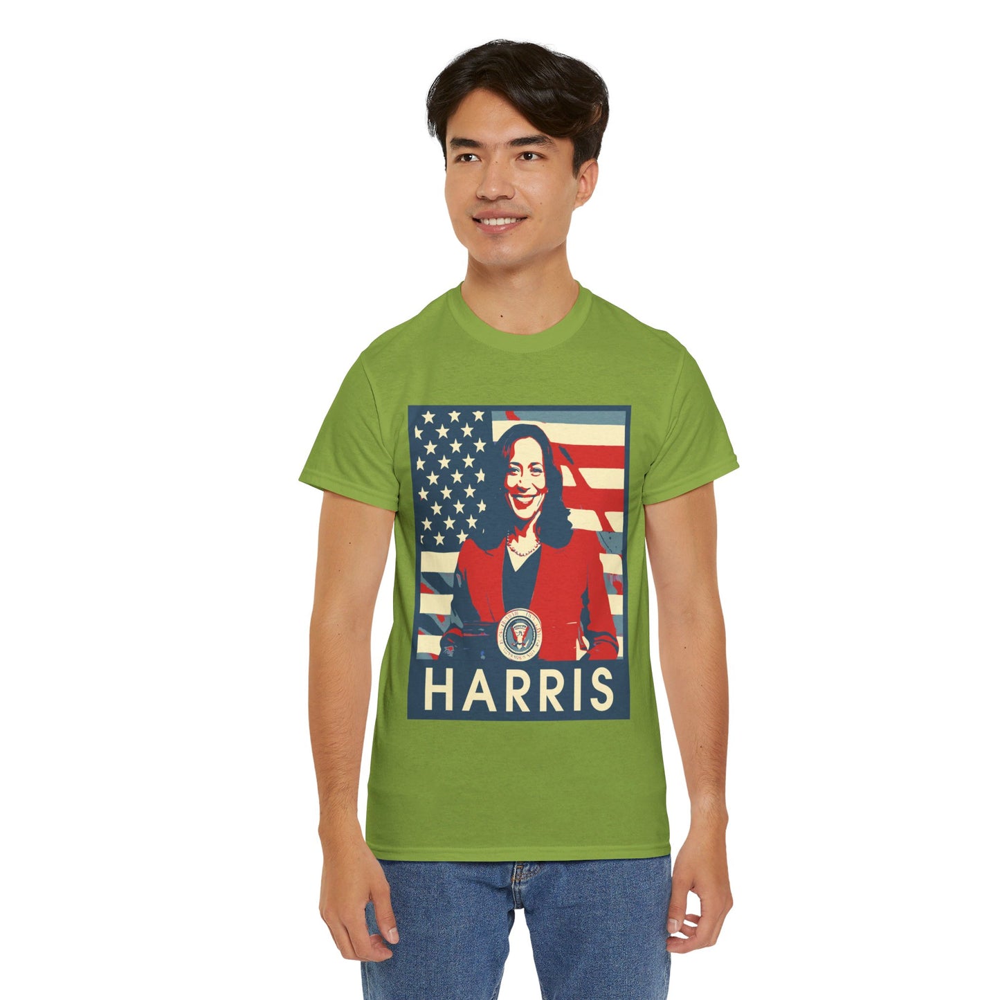 Kamala Harris American Flag Unisex Heavy Cotton Tee