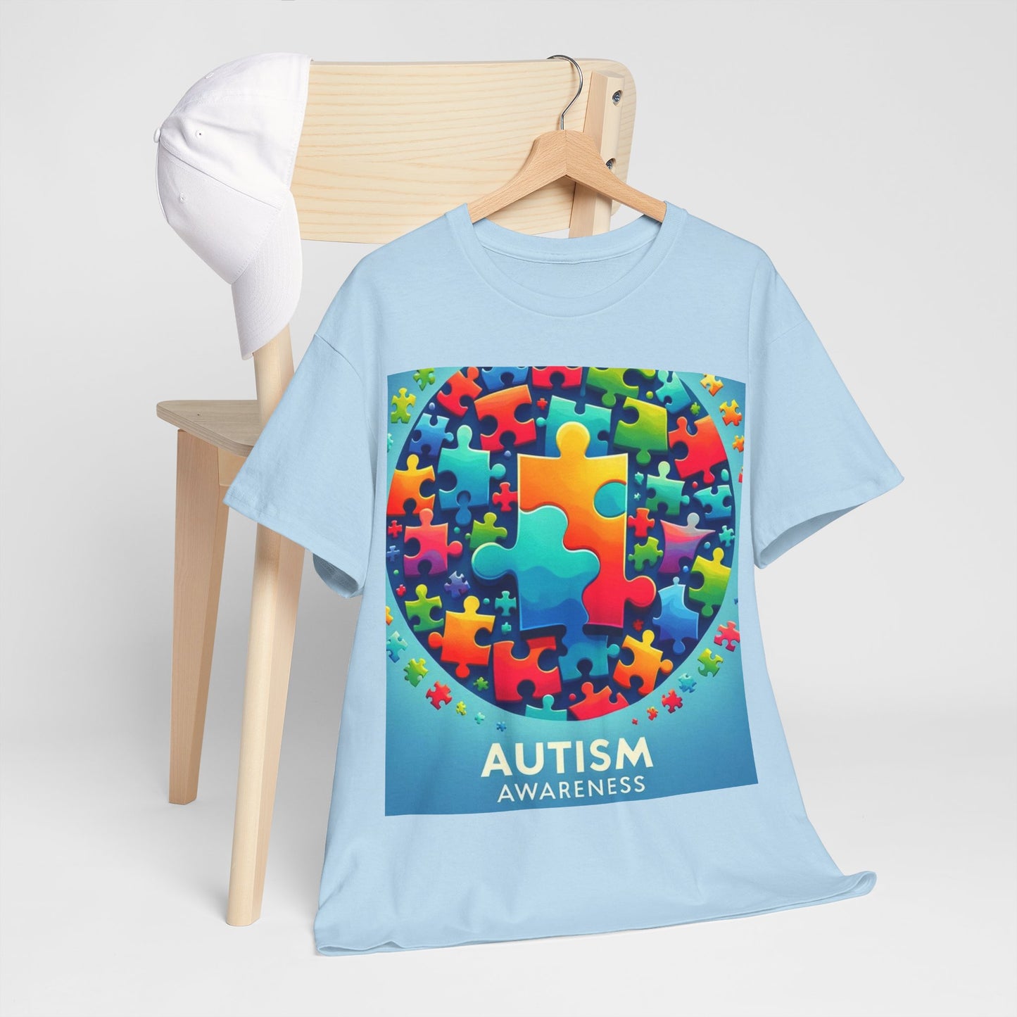 Puzzle Circle Autism Awareness Unisex Heavy Cotton Tee