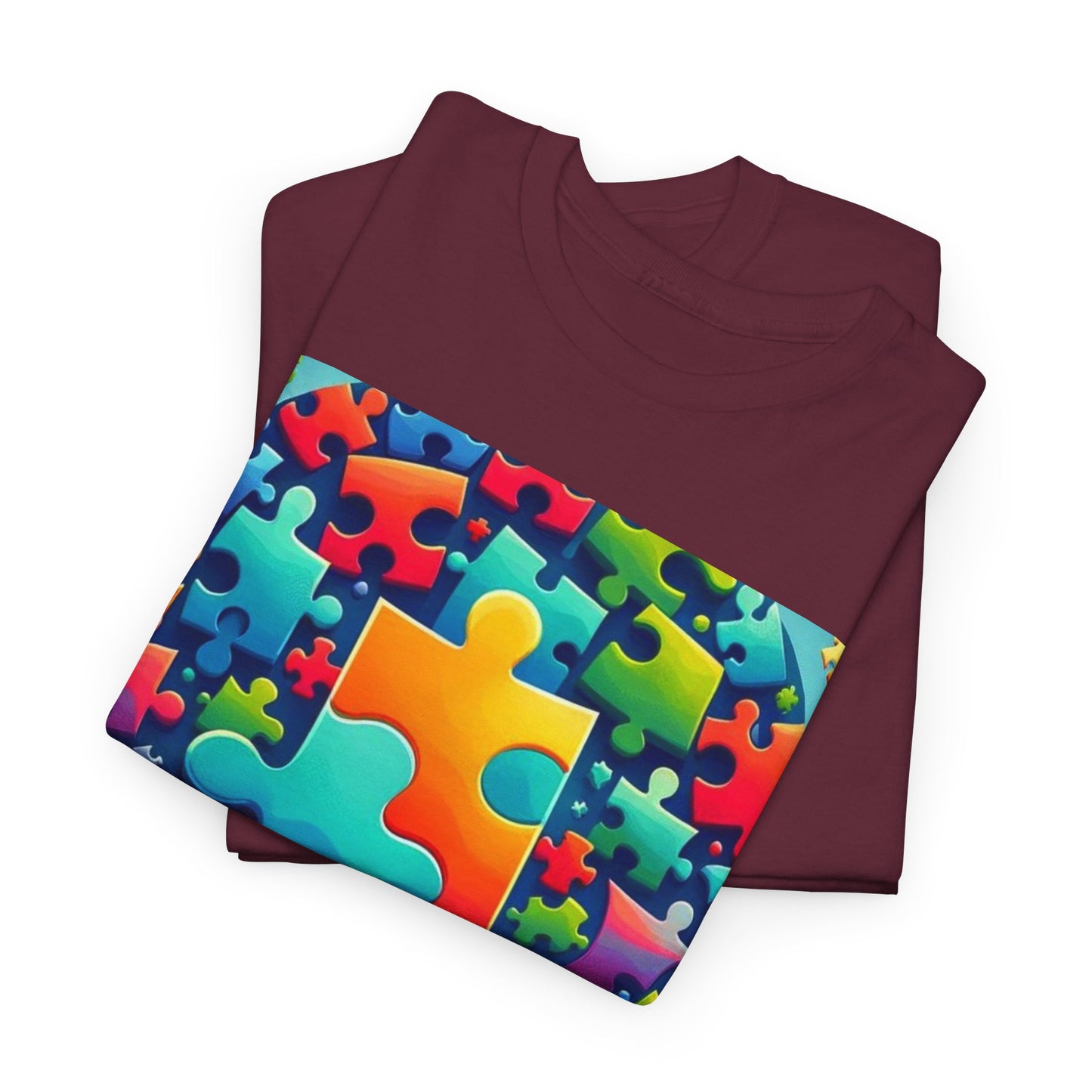 Puzzle Circle Autism Awareness Unisex Heavy Cotton Tee