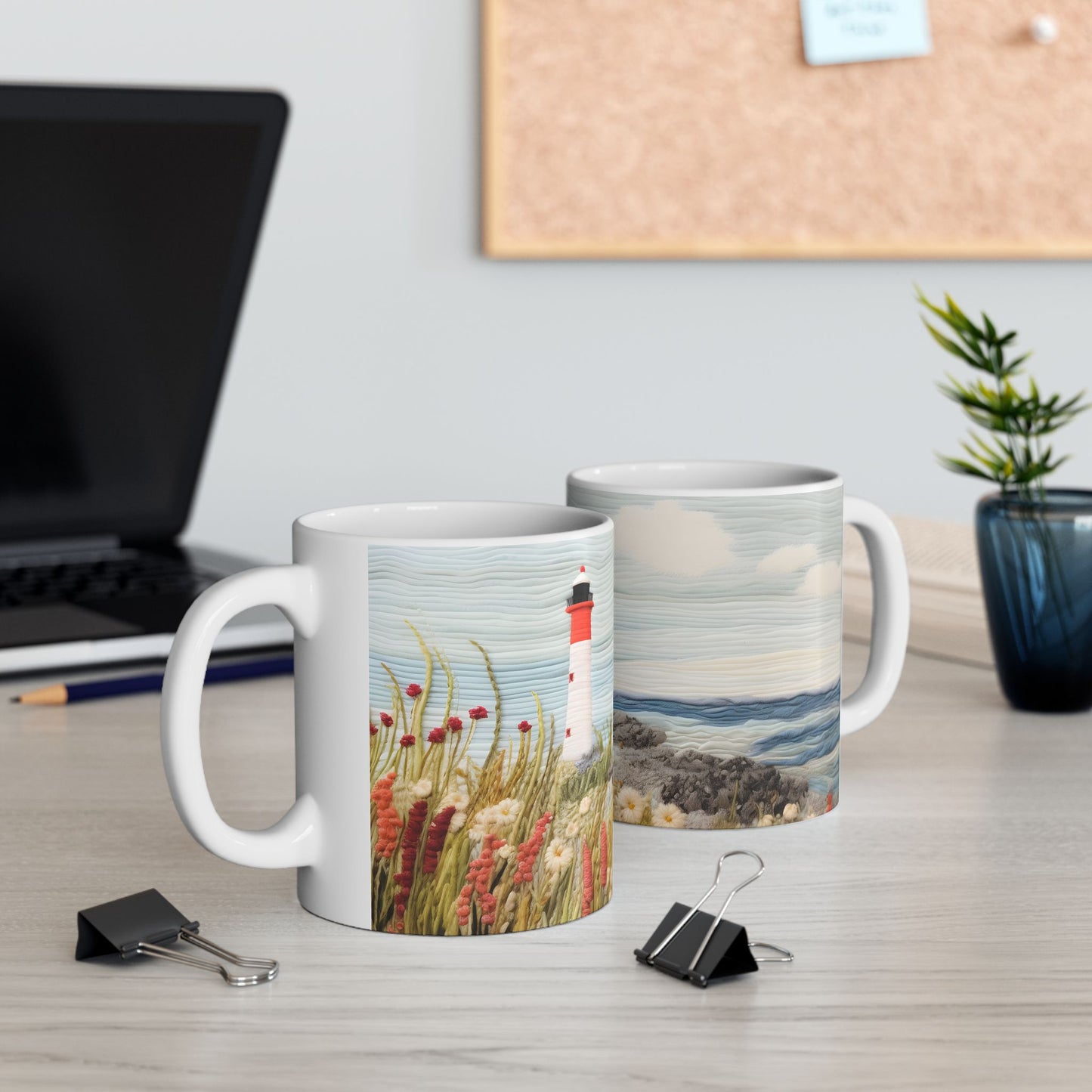 Seaside Lighthouse Ceramic Mug, (11oz, 15oz)