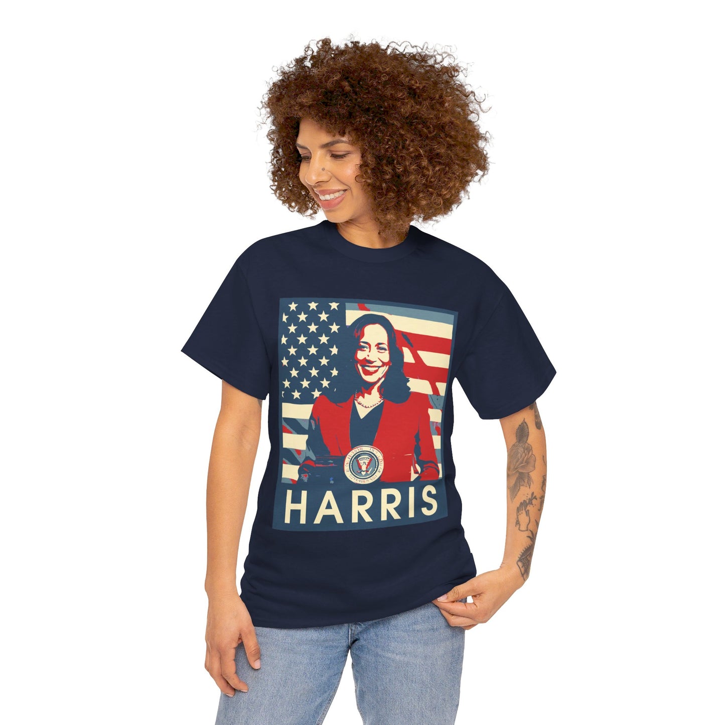 Kamala Harris American Flag Unisex Heavy Cotton Tee