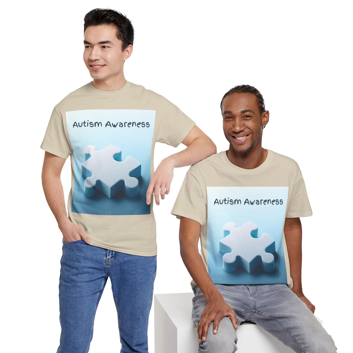 Autism Awareness Puzzle Piece Unisex Heavy Cotton Tee