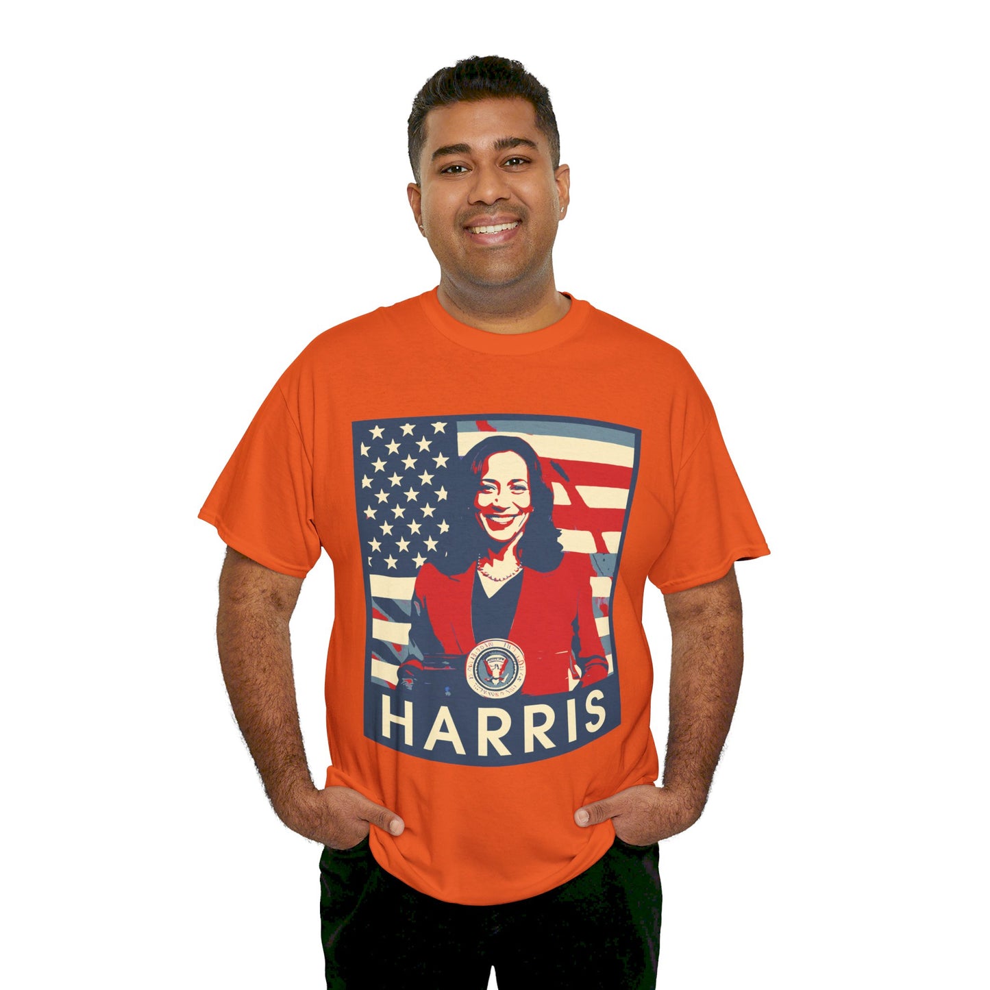 Kamala Harris American Flag Unisex Heavy Cotton Tee