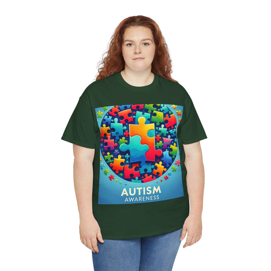 Puzzle Circle Autism Awareness Unisex Heavy Cotton Tee