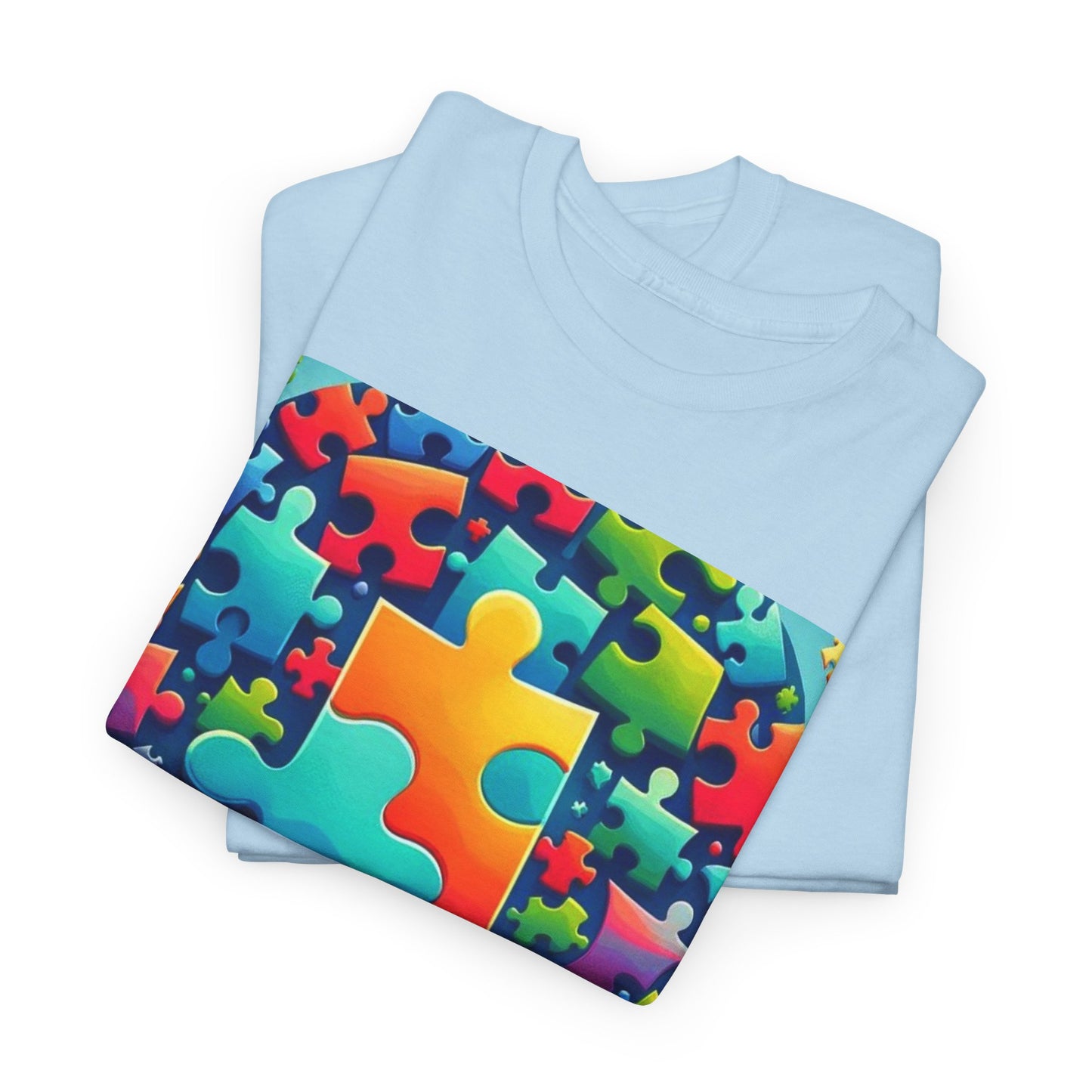 Puzzle Circle Autism Awareness Unisex Heavy Cotton Tee