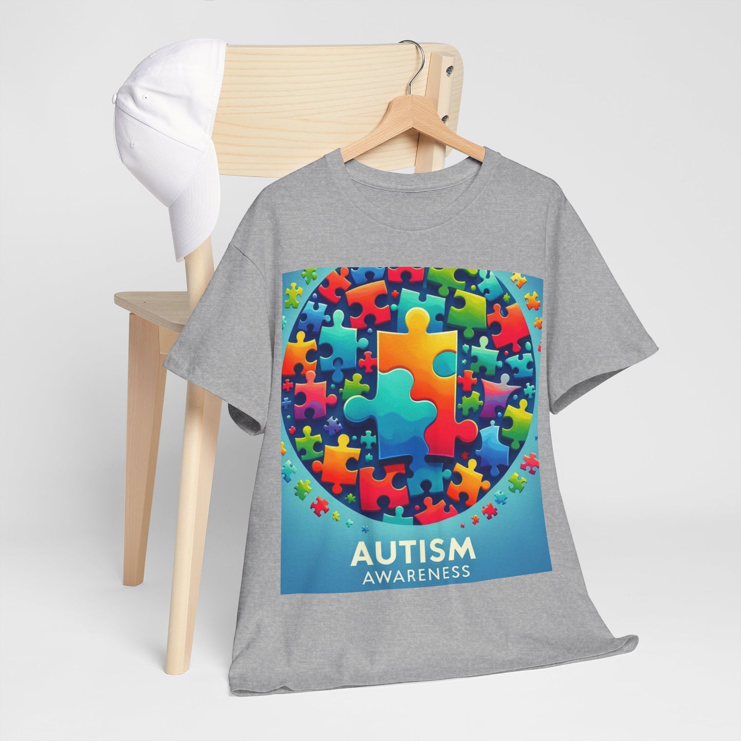 Puzzle Circle Autism Awareness Unisex Heavy Cotton Tee