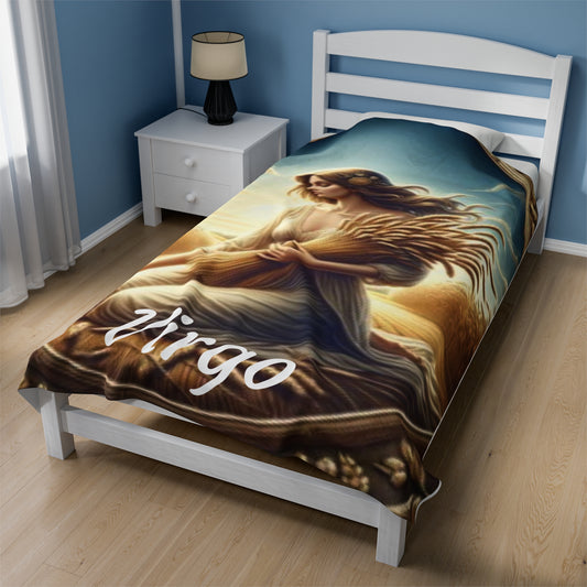 Virgo Zodiac Sign Velveteen Plush Blanket