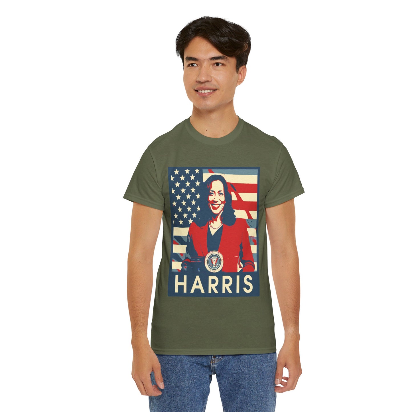 Kamala Harris American Flag Unisex Heavy Cotton Tee