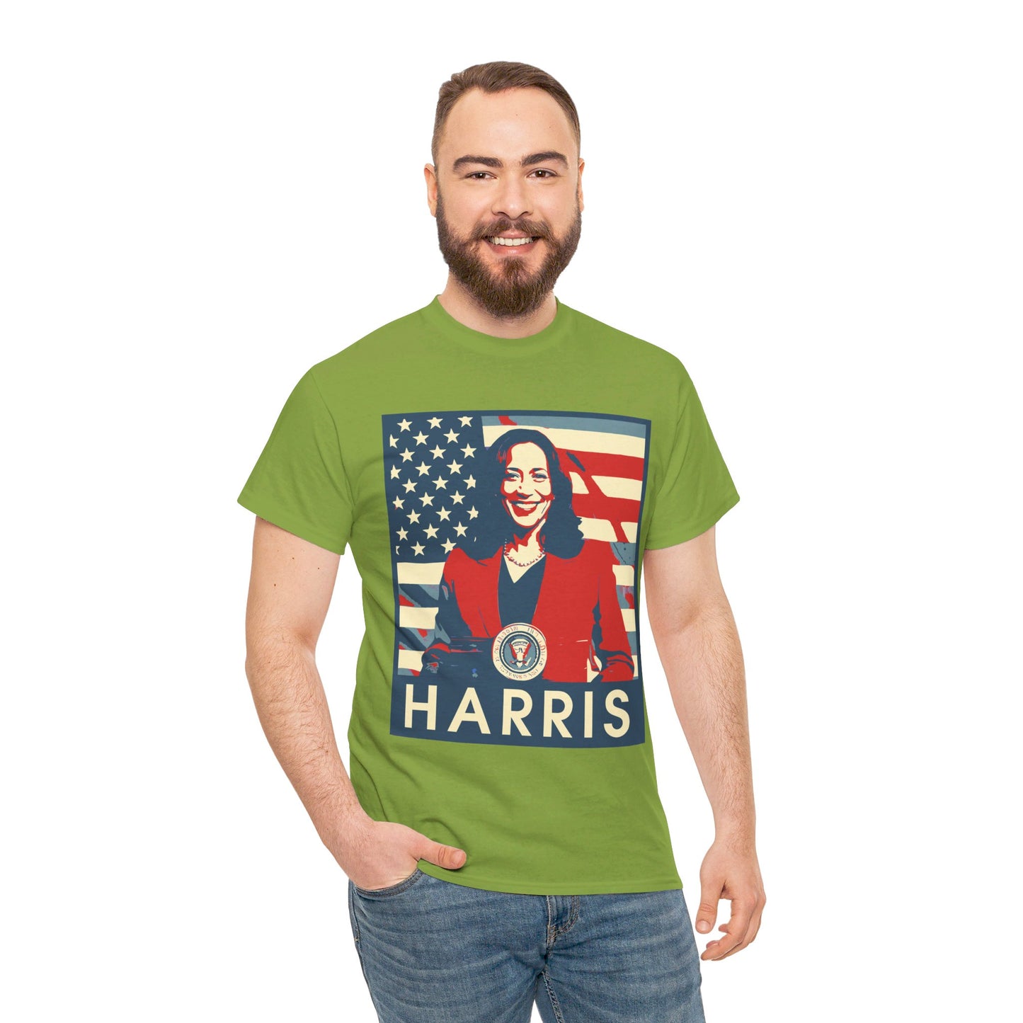 Kamala Harris American Flag Unisex Heavy Cotton Tee