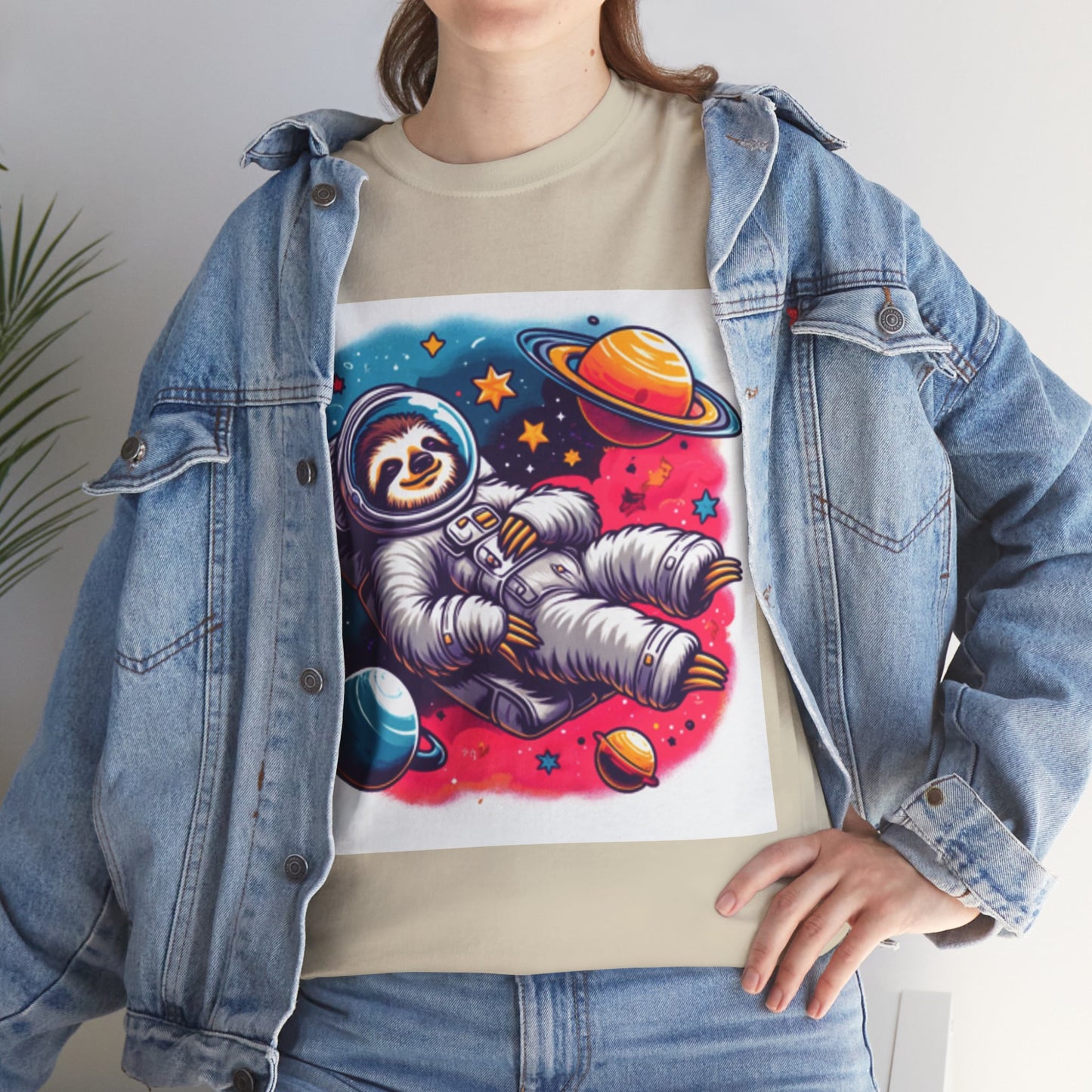 Sloth In Space Unisex Heavy Cotton Tee