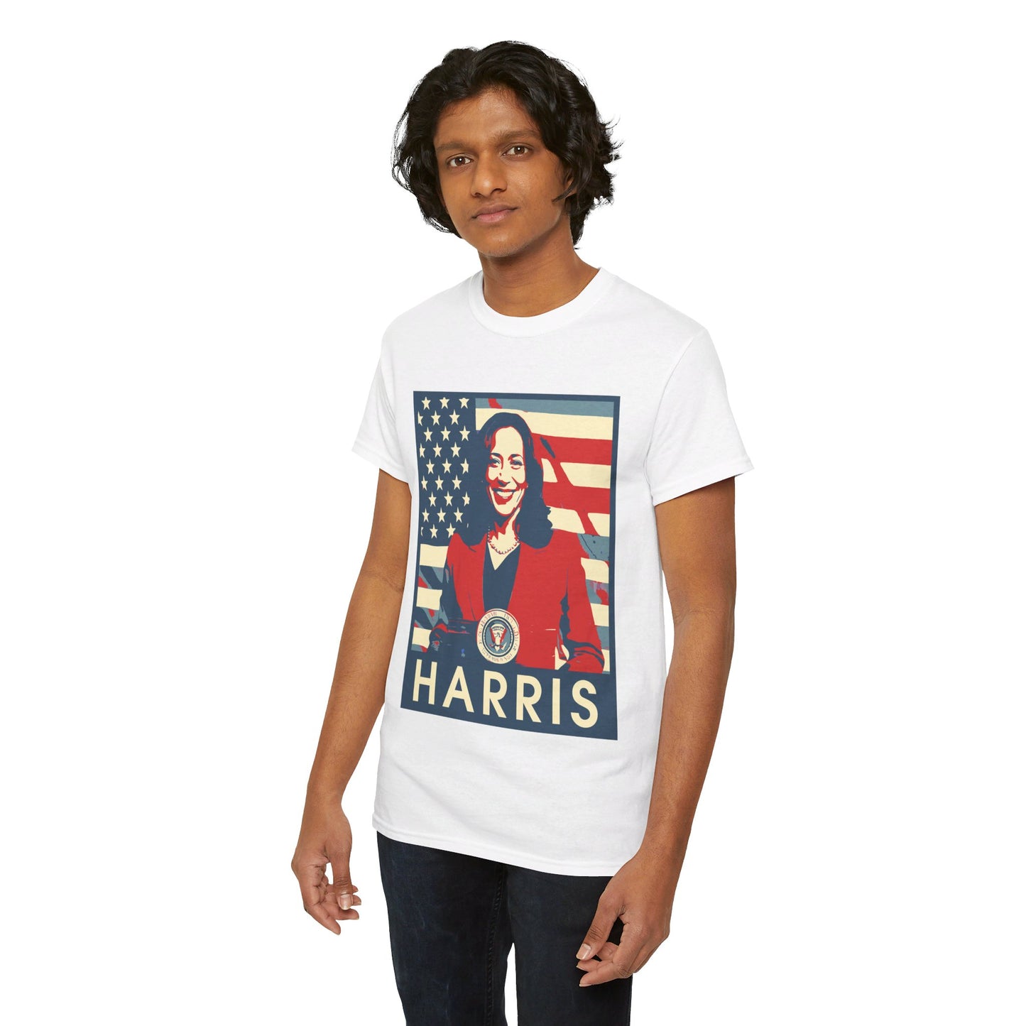 Kamala Harris American Flag Unisex Heavy Cotton Tee