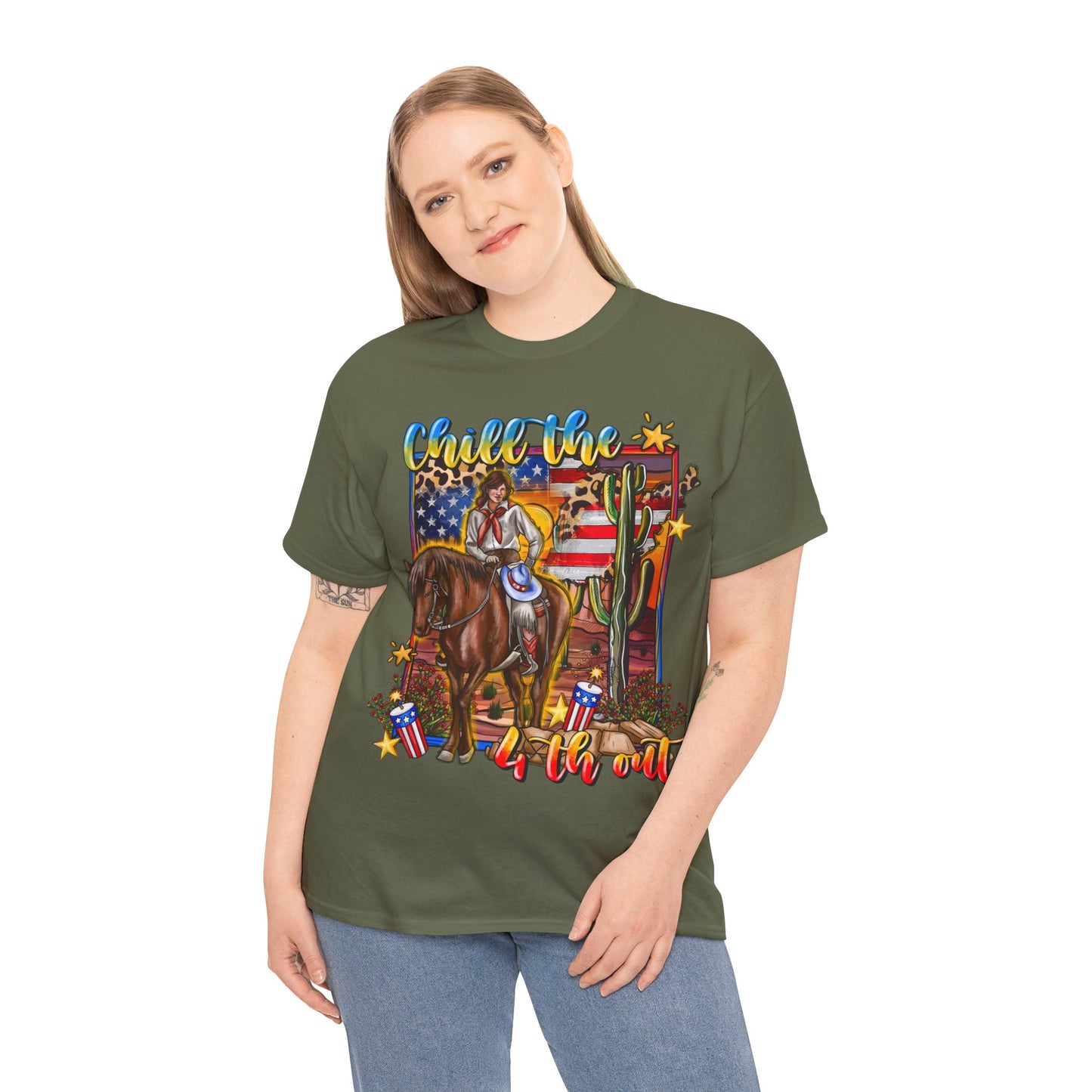 Cowgirl 4th of July Unisex Heavy Cotton Tee