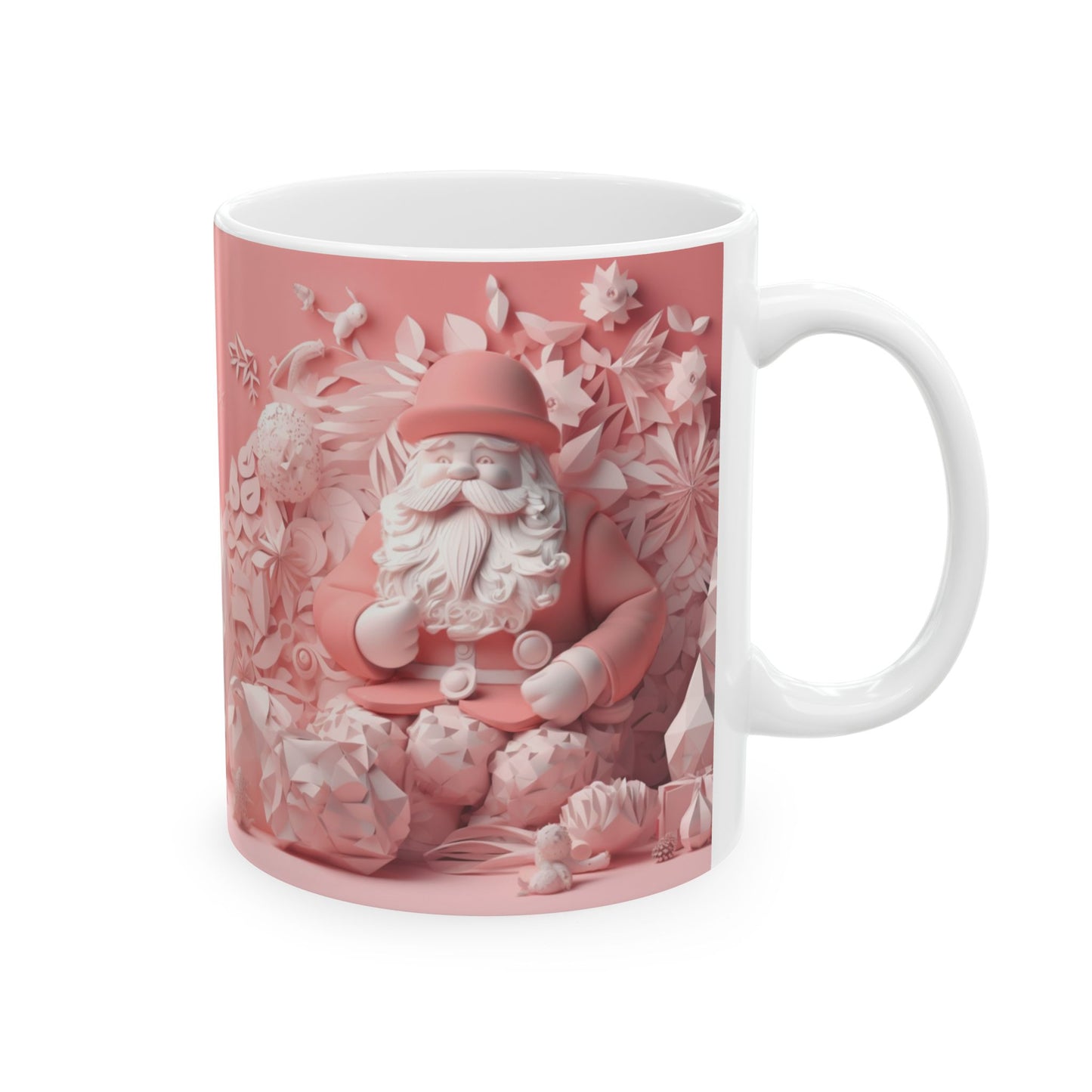 Pink Santa Ceramic Mug, (11oz, 15oz)