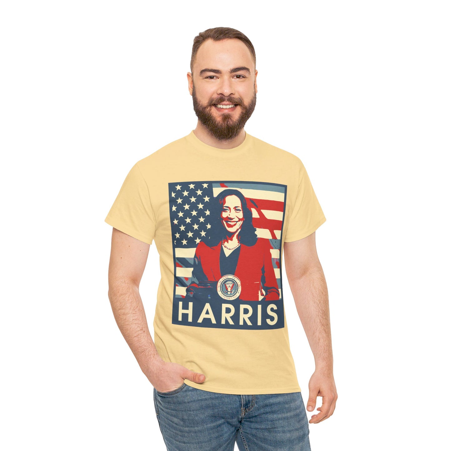 Kamala Harris American Flag Unisex Heavy Cotton Tee