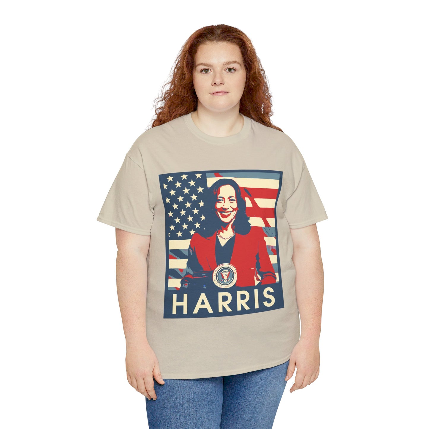 Kamala Harris American Flag Unisex Heavy Cotton Tee