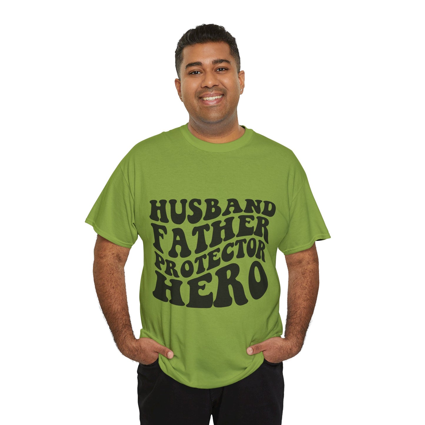 Husband Father Protector Hero Unisex Heavy Cotton Tee