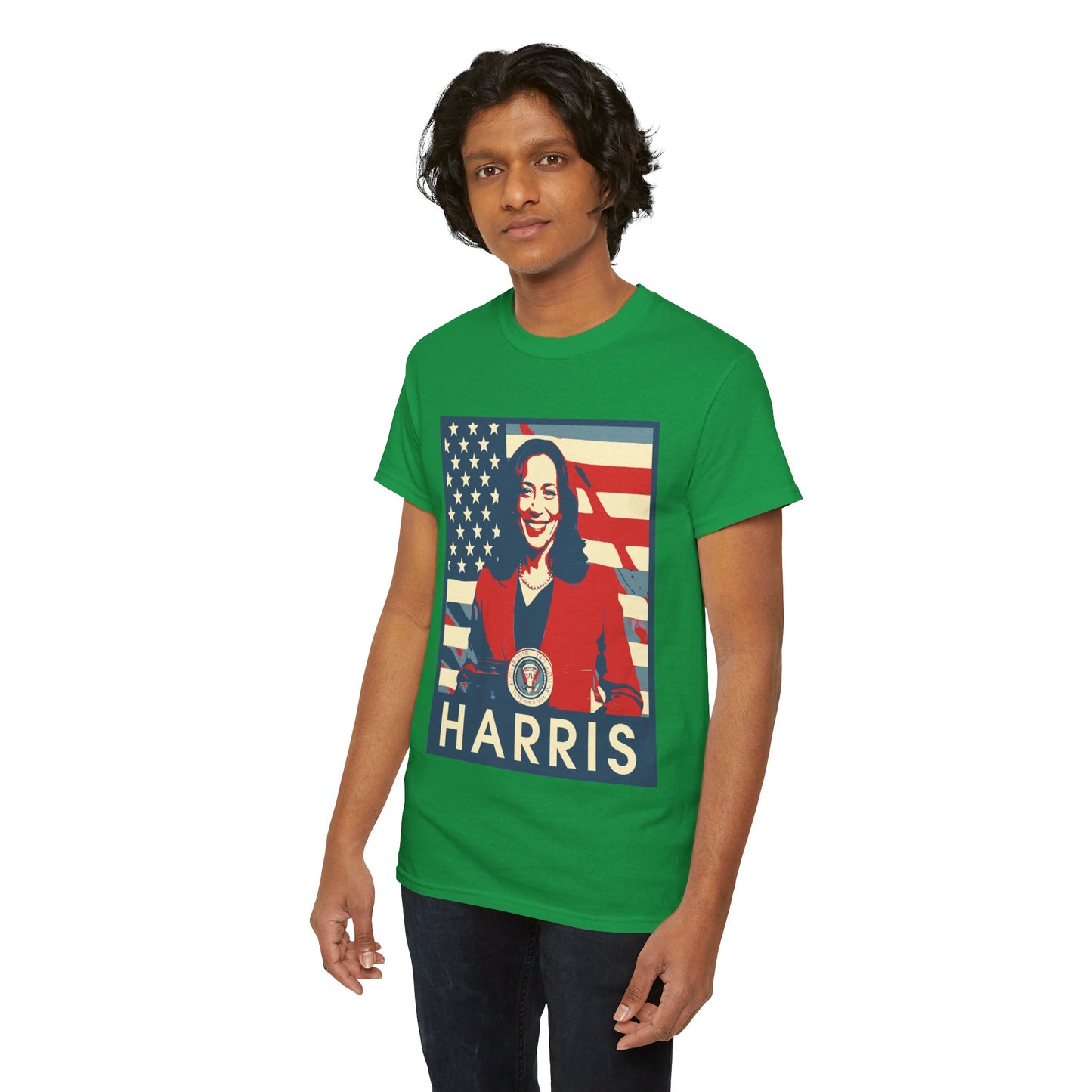 Kamala Harris American Flag Unisex Heavy Cotton Tee