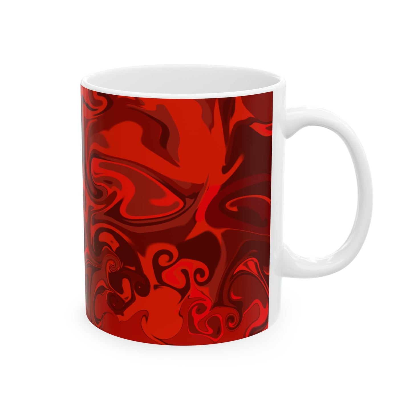 Red Wave Ceramic Mug, (11oz, 15oz)