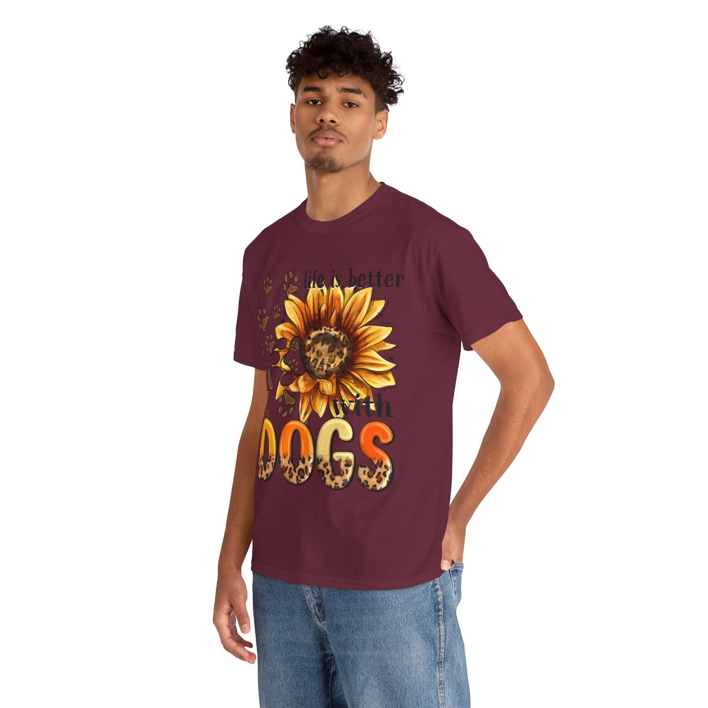 Life Is Better With Dogs Unisex Heavy Cotton Tee